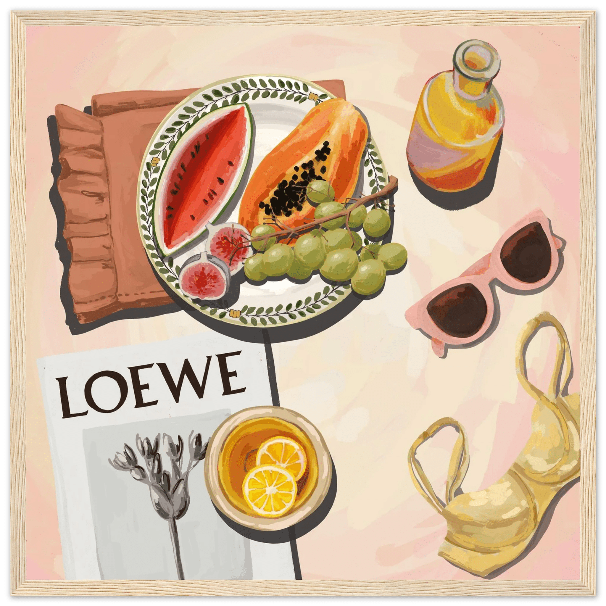 Loewe Summer Fruits Poster | Dopamine Decor Food Wall Art | Pastel Square Kitchen Print - Evergreen Posters - 14