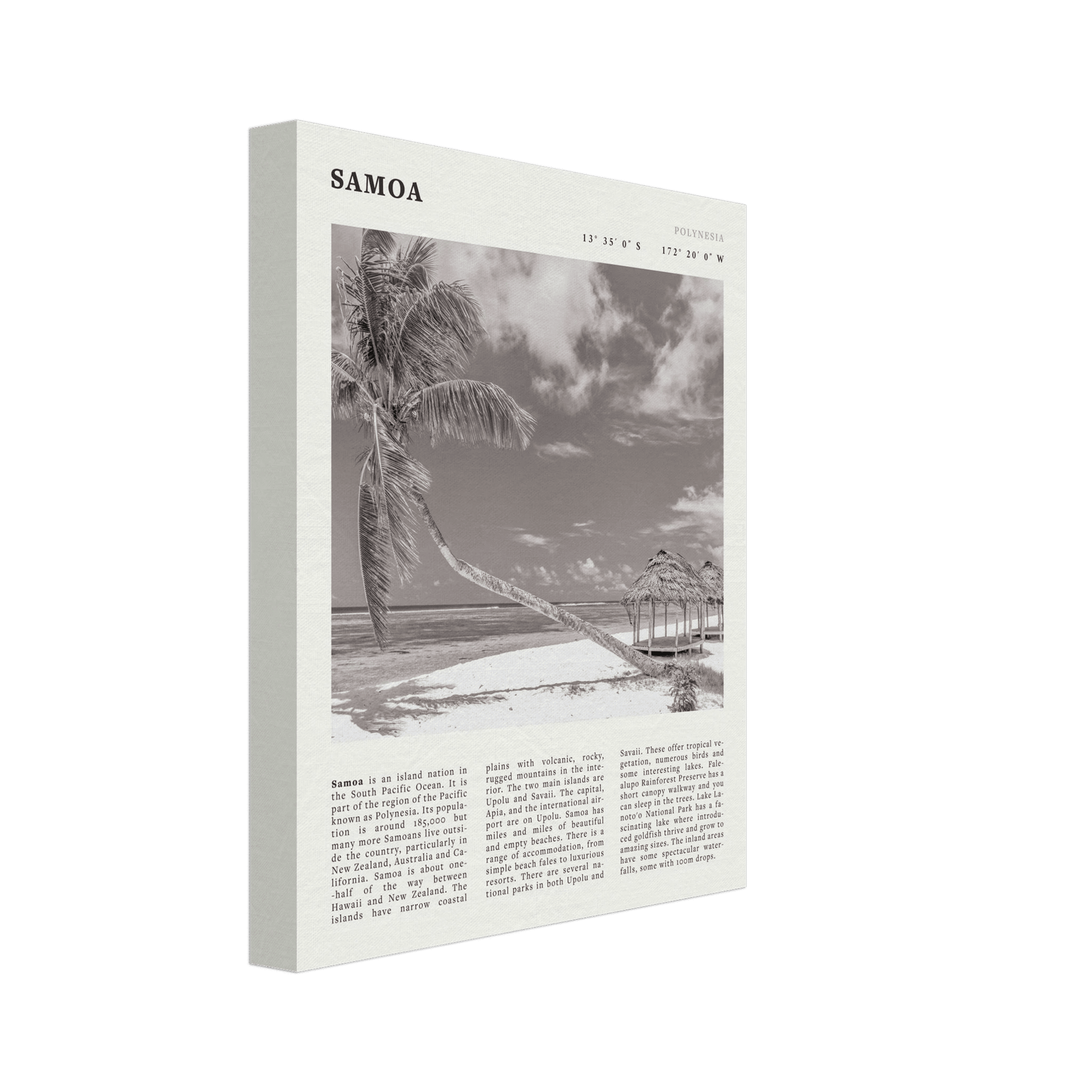 Samoa Poster | Black & White South Pacific Beach Wall Art | Polynesia Travel Print - Evergreen Posters