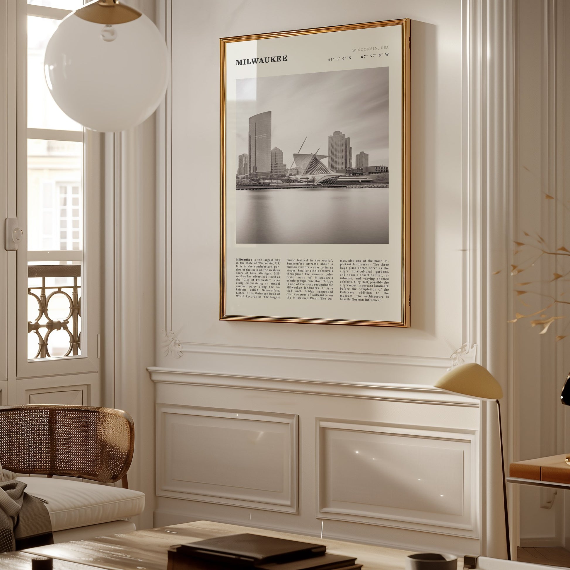 Milwaukee Poster | Black & White Wisconsin City Wall Art | USA Travel Print - Evergreen Posters