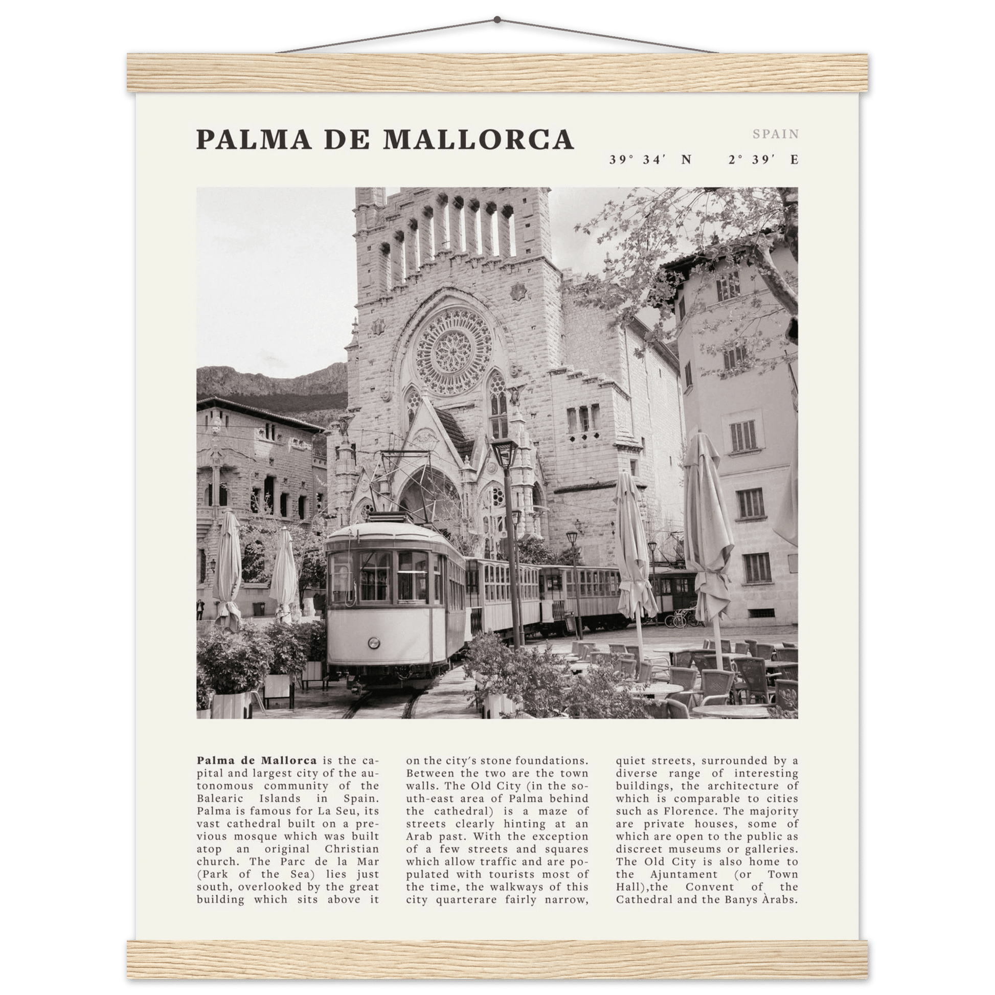 Palma de Mallorca Poster | Black & White Spain Wall Art | Travel Print | Mediterranean Decor - Evergreen Posters