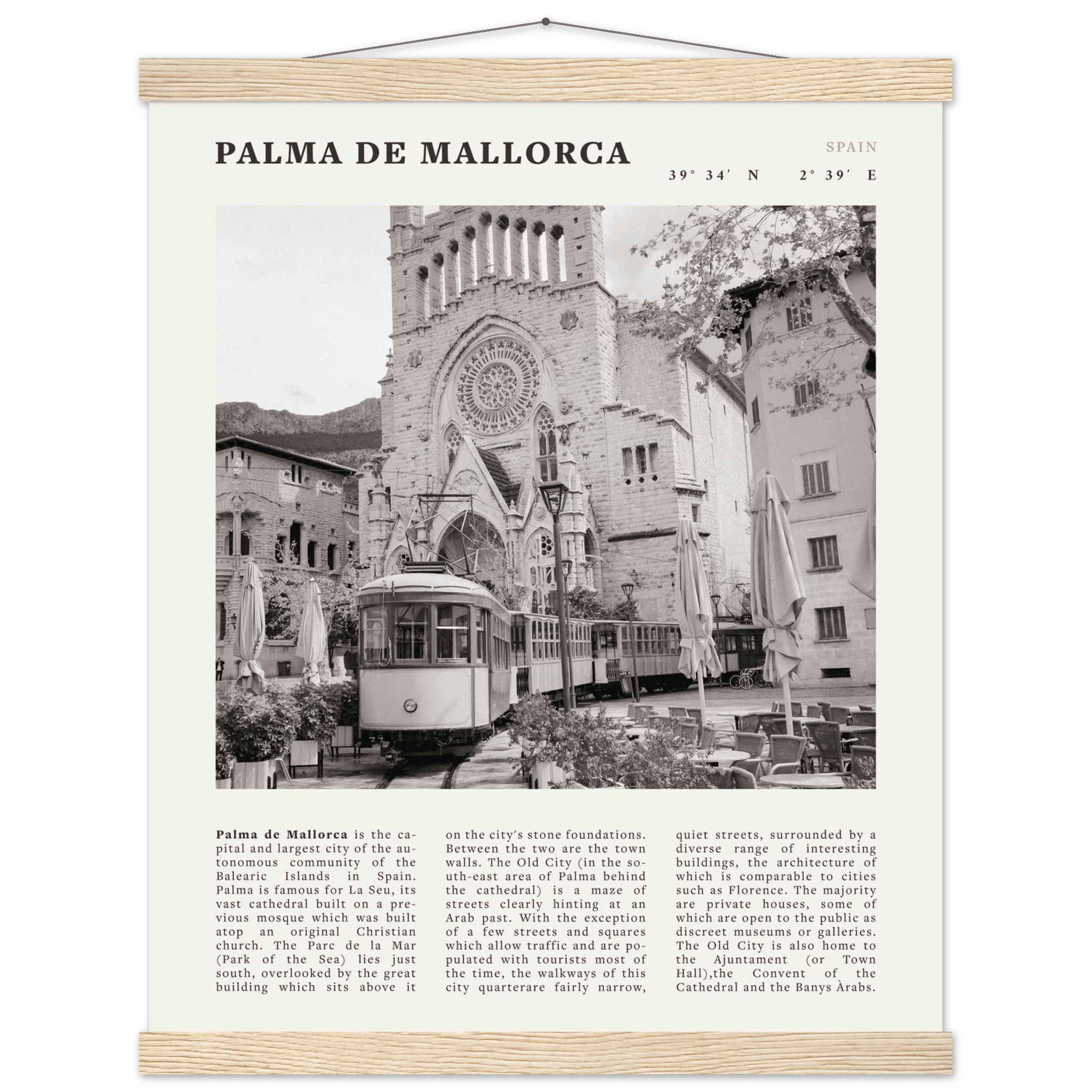 Palma de Mallorca Poster | Black & White Spain Wall Art | Travel Print | Mediterranean Decor - Evergreen Posters