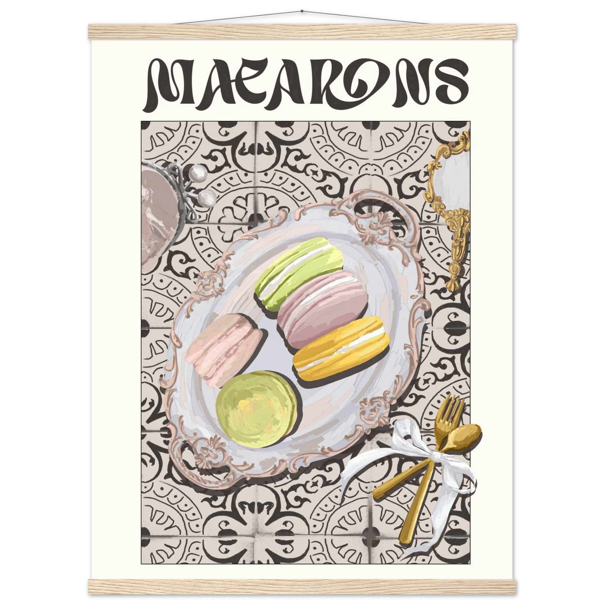 Macarons Poster – Playful French Patisserie Kitchen Wall Art Print (Digital & Printed Options) - Evergreen Posters