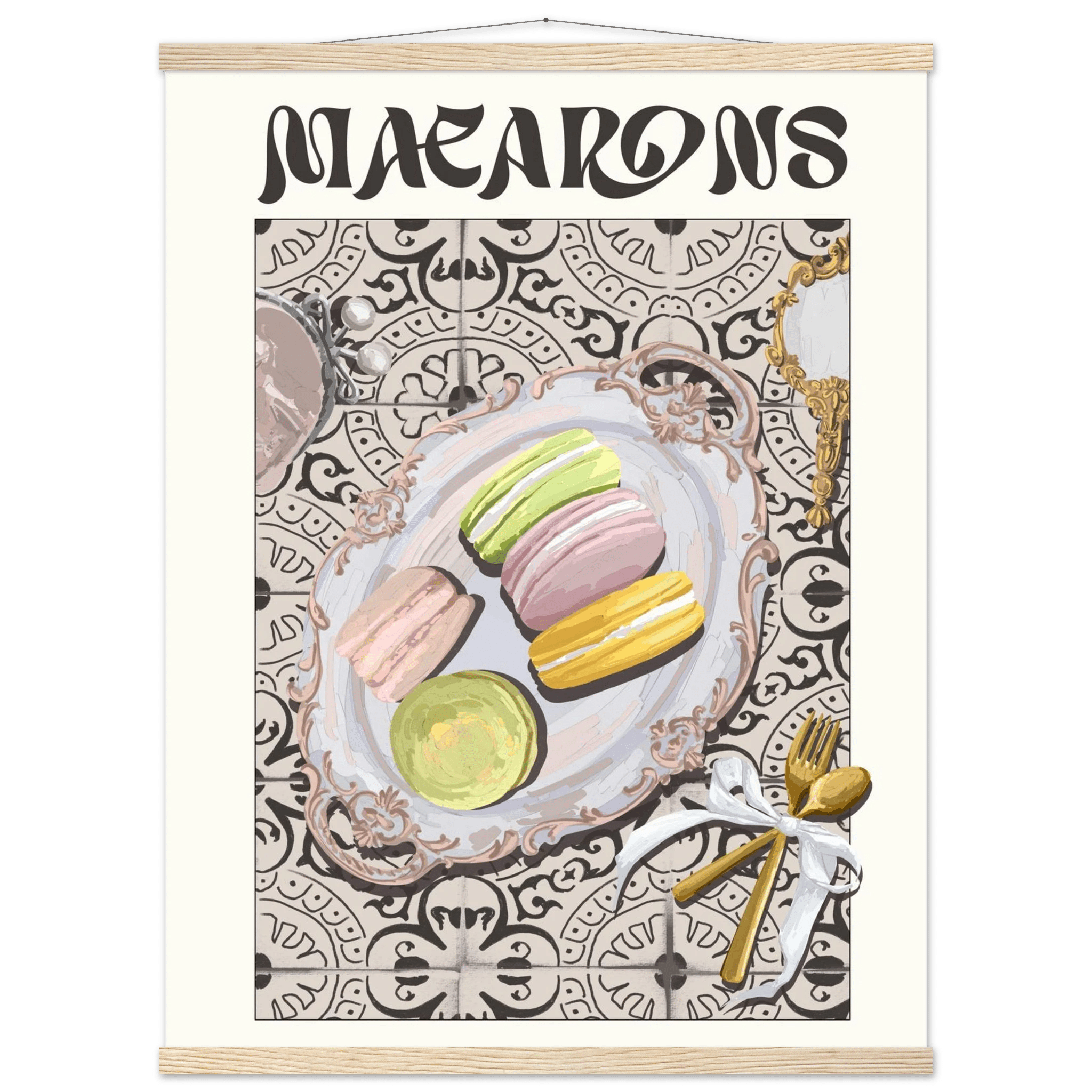 Macarons Poster – Playful French Patisserie Kitchen Wall Art Print (Digital & Printed Options) - Evergreen Posters