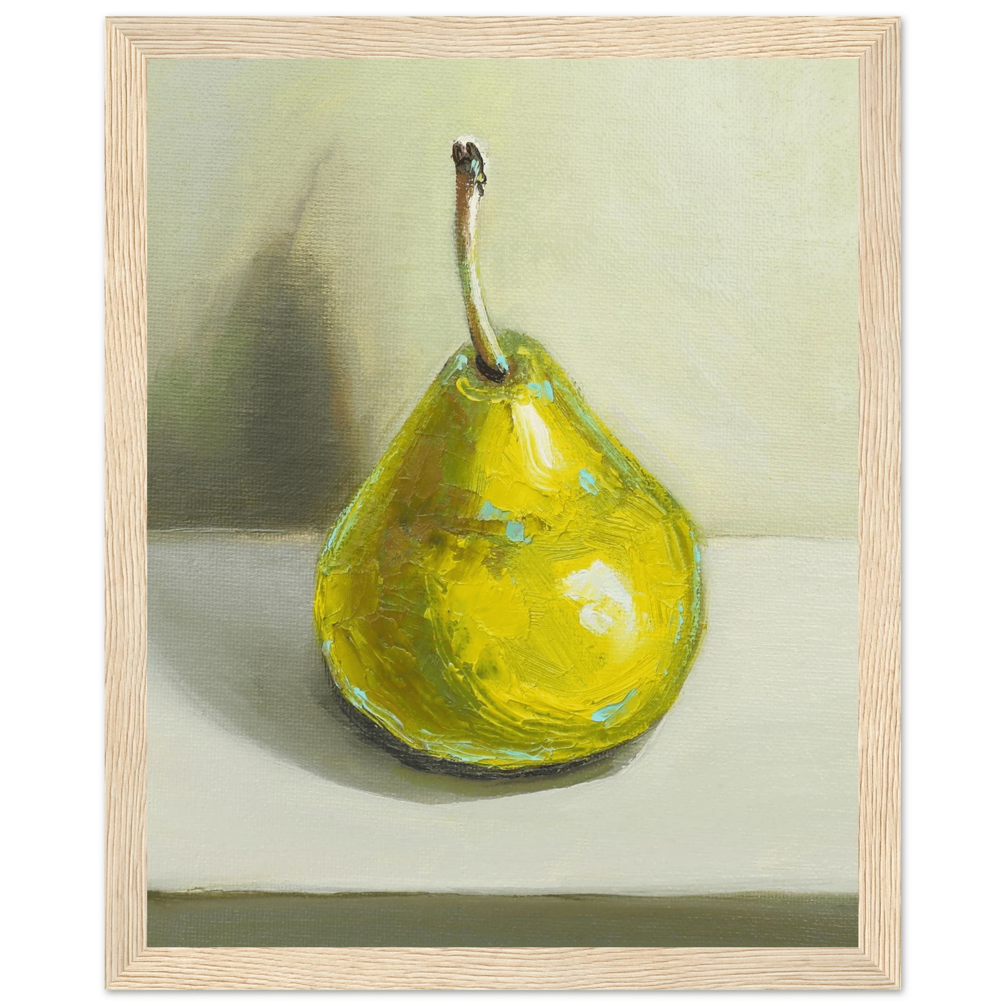 Pear Print | Green Pear Oil Painting Wall Art | Kitchen Poster - Evergreen Posters