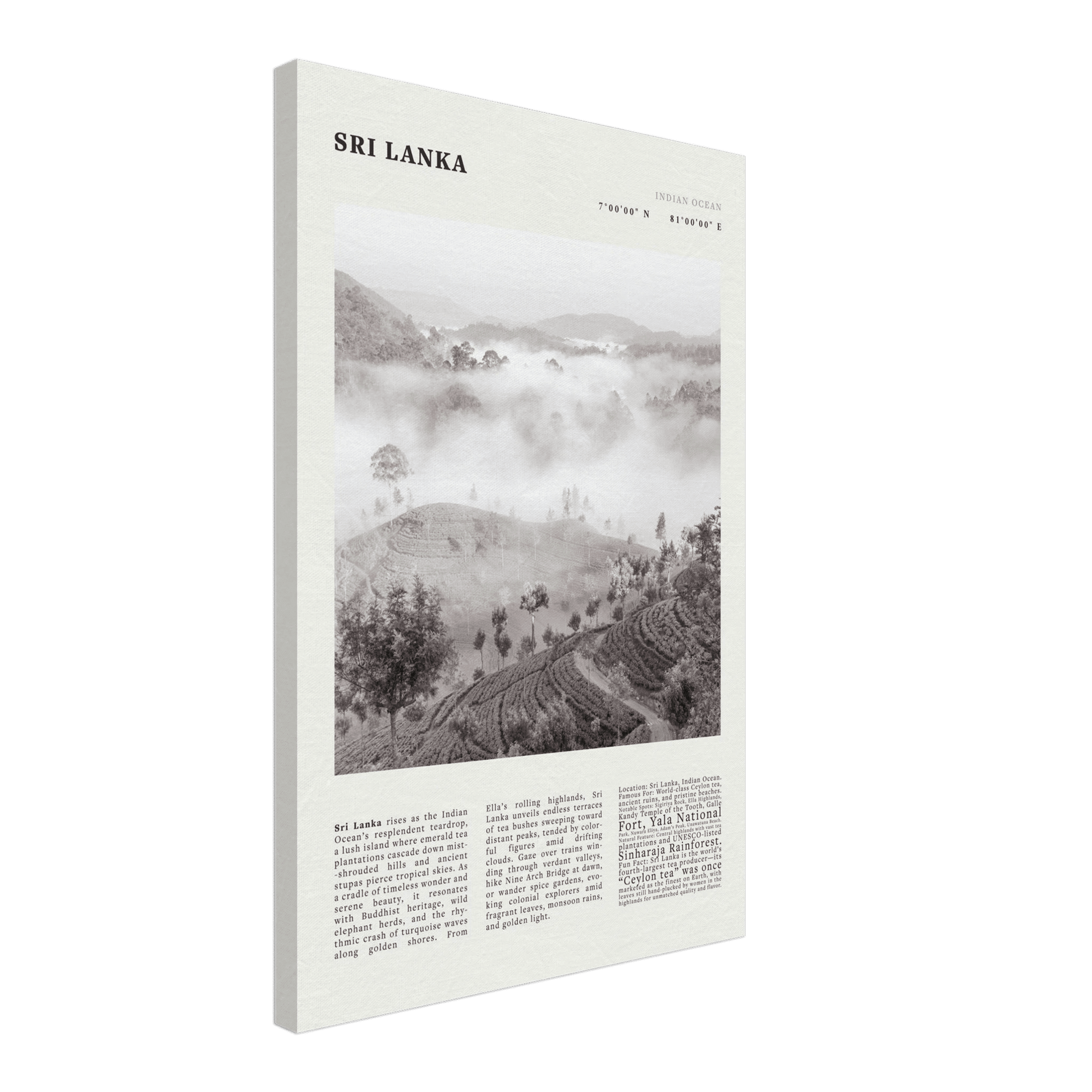 Sri Lanka Poster Black and White – Vintage Ceylon Tea Plantation Print (Digital & Printed Options) - Evergreen Posters