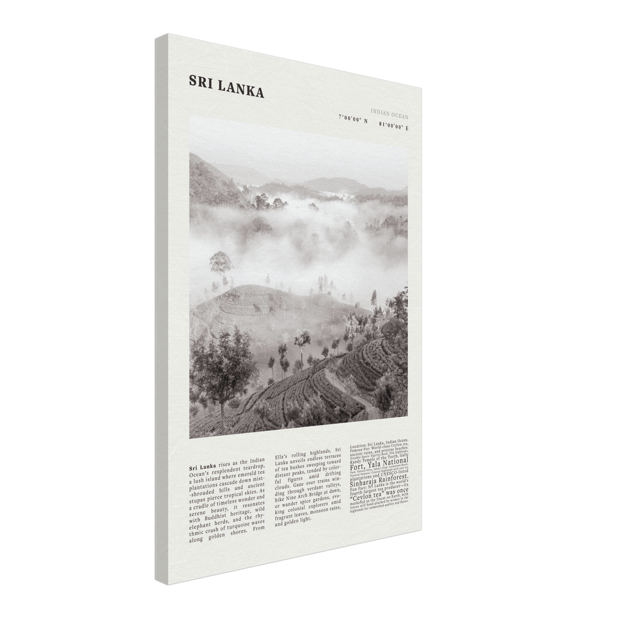Sri Lanka Poster Black and White – Vintage Ceylon Tea Plantation Print (Digital & Printed Options) - Evergreen Posters
