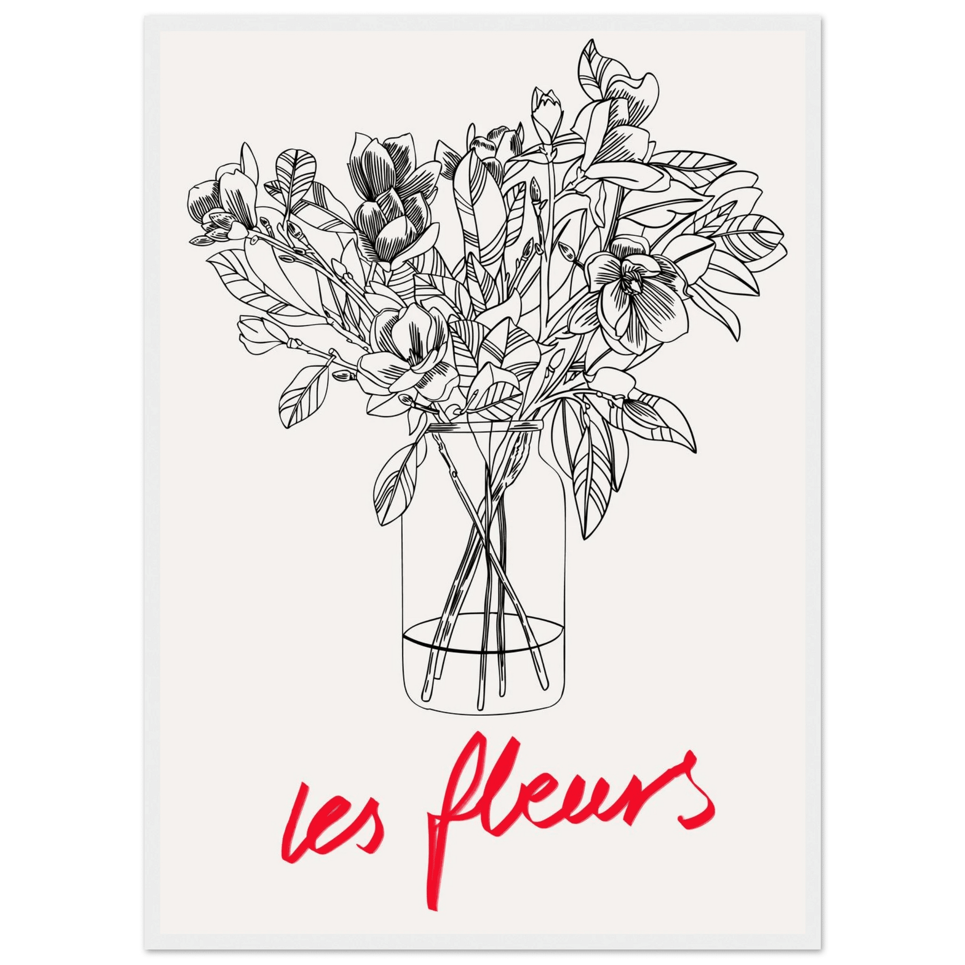 Les Fleurs Botanical Poster | French Flower Line Art Print | Minimalist Floral Wall Decor - Evergreen Posters
