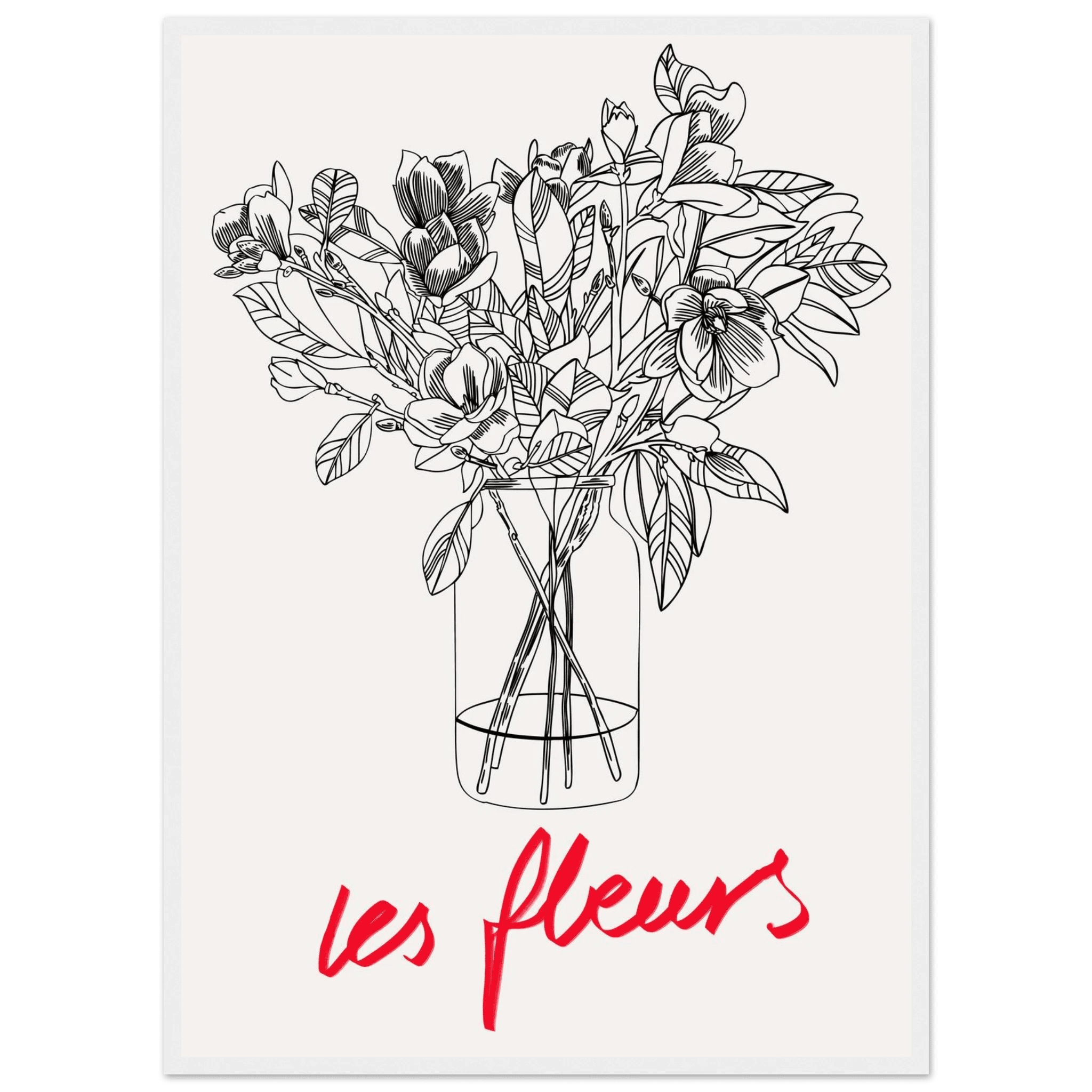 Les Fleurs Botanical Poster | French Flower Line Art Print | Minimalist Floral Wall Decor - Evergreen Posters
