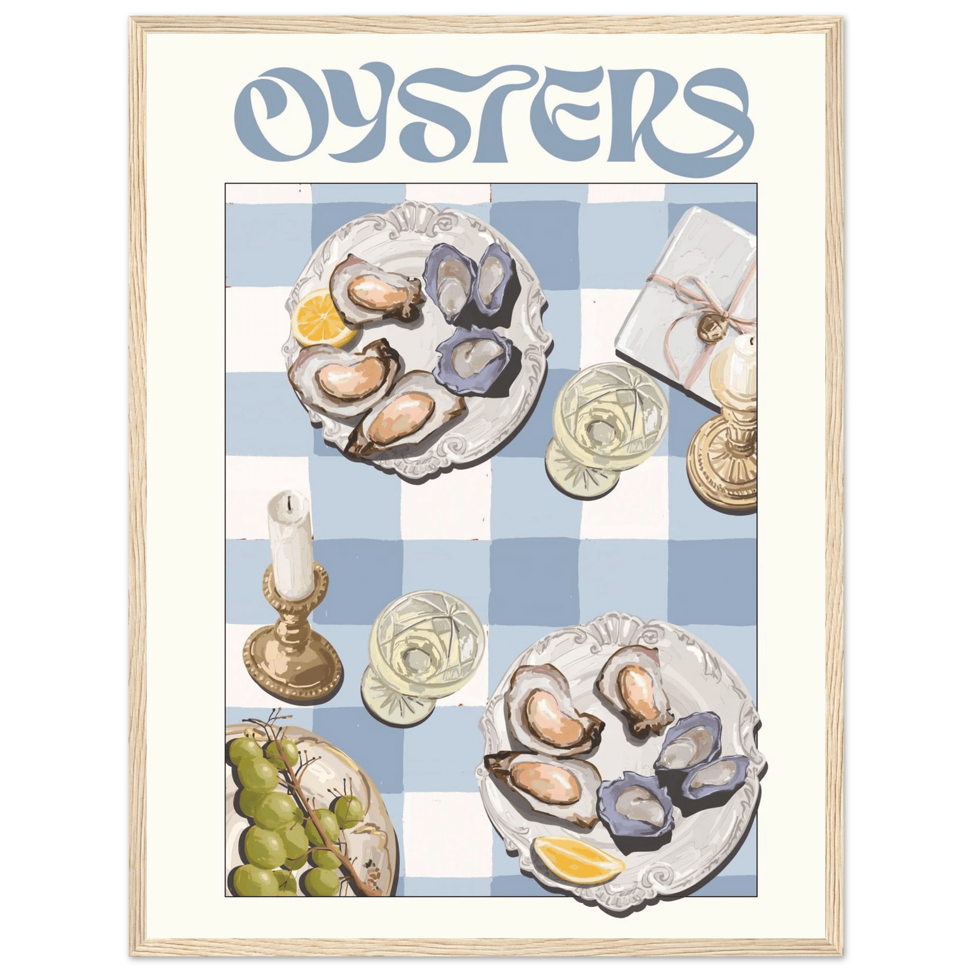 Oysters Poster – Playful Seafood Kitchen Wall Art Print (Digital & Printed Options) - Evergreen Posters