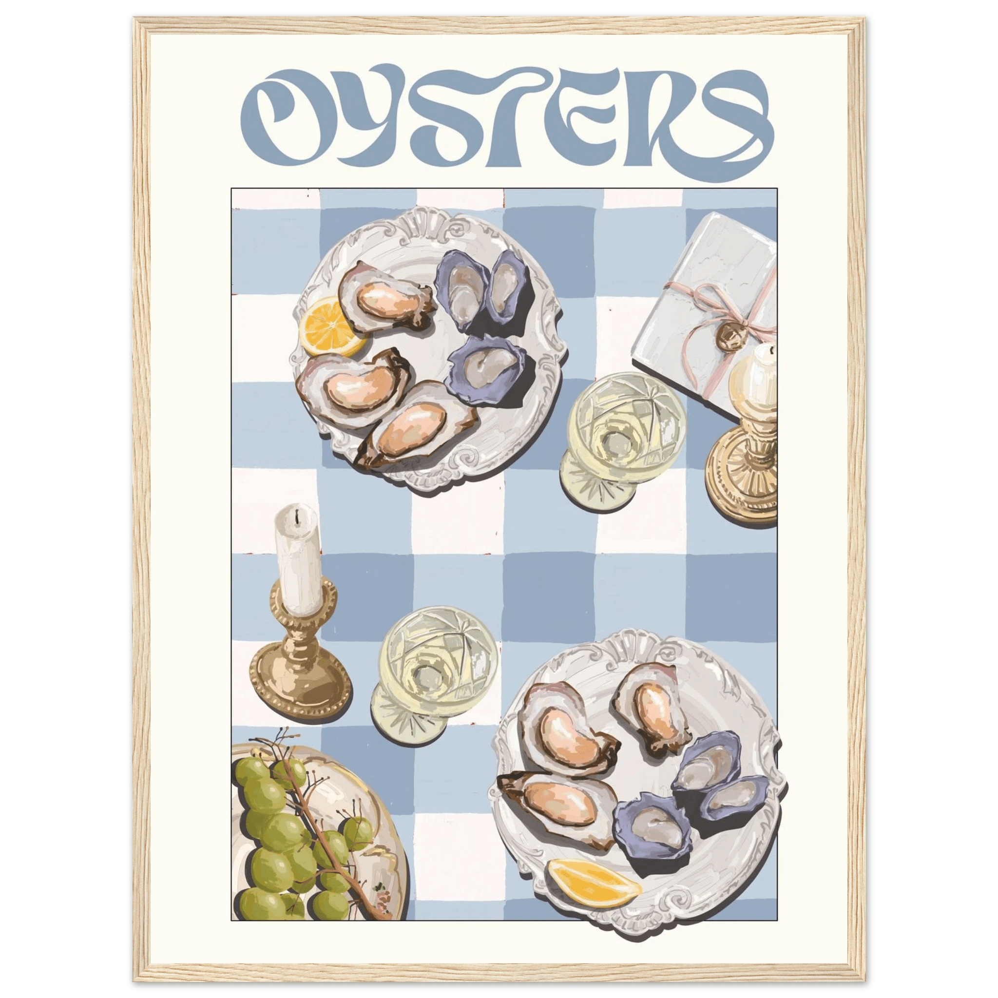 Oysters Poster – Playful Seafood Kitchen Wall Art Print (Digital & Printed Options) - Evergreen Posters