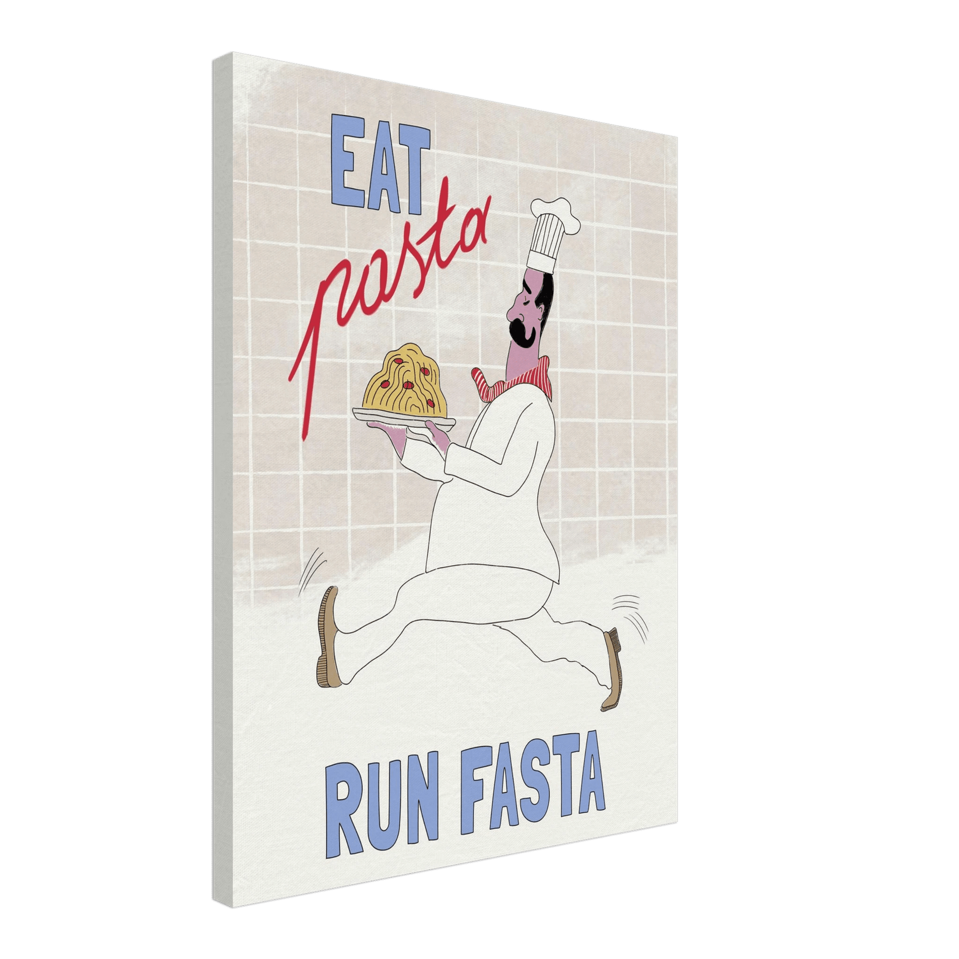 Eat Pasta Run Fasta Poster – Fun Kitchen Wall Art Print (Digital & Printed Options) - Evergreen Posters
