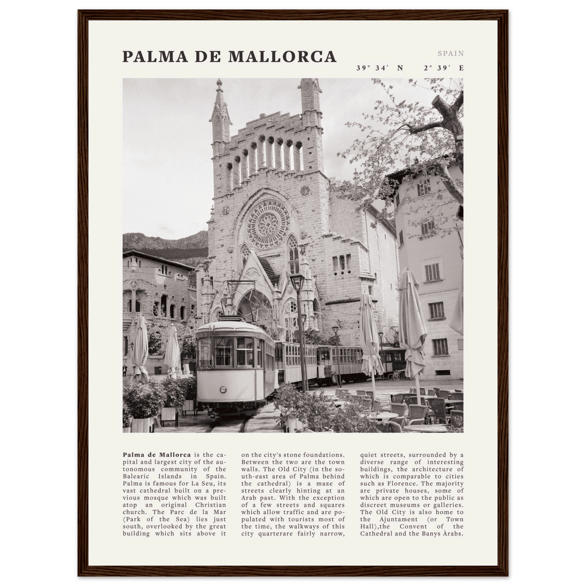 Palma de Mallorca Poster | Black & White Spain Wall Art | Travel Print | Mediterranean Decor - Evergreen Posters