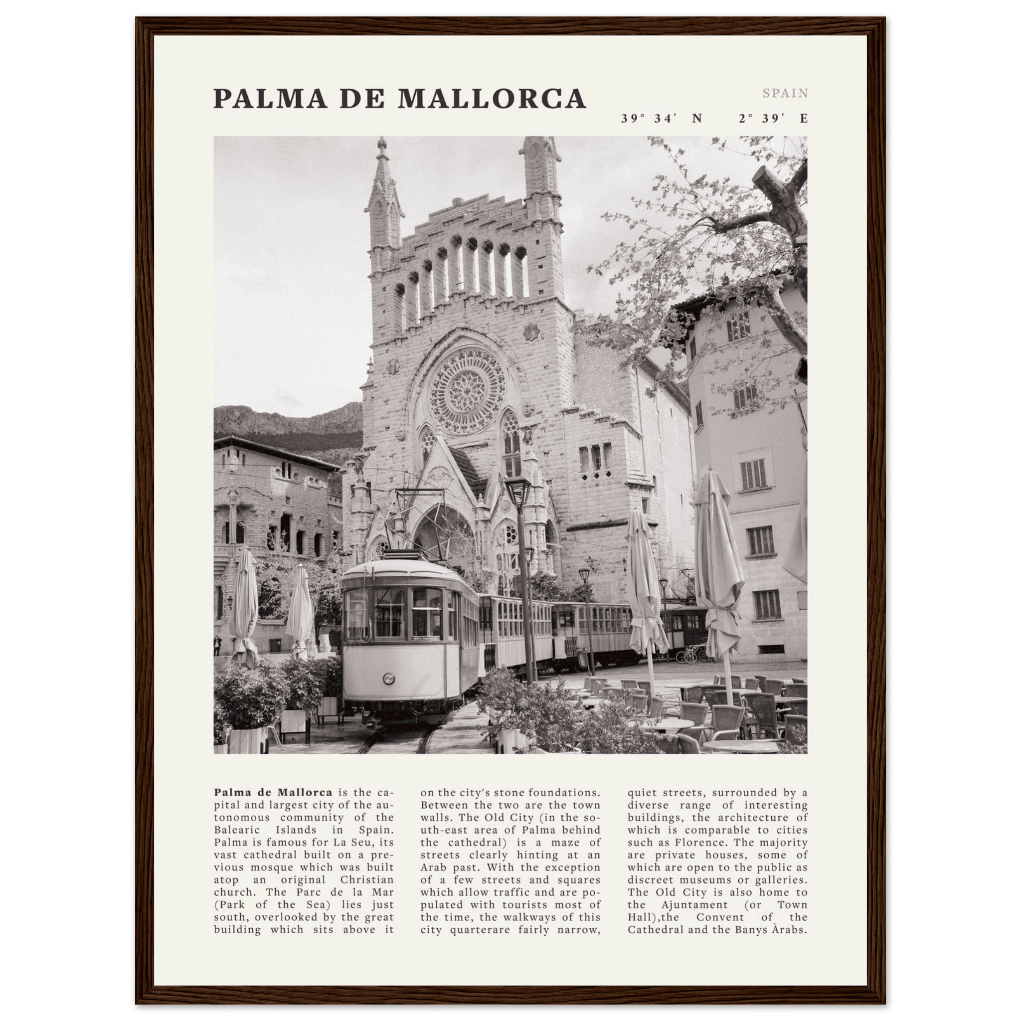 Palma de Mallorca Poster | Black & White Spain Wall Art | Travel Print | Mediterranean Decor - Evergreen Posters