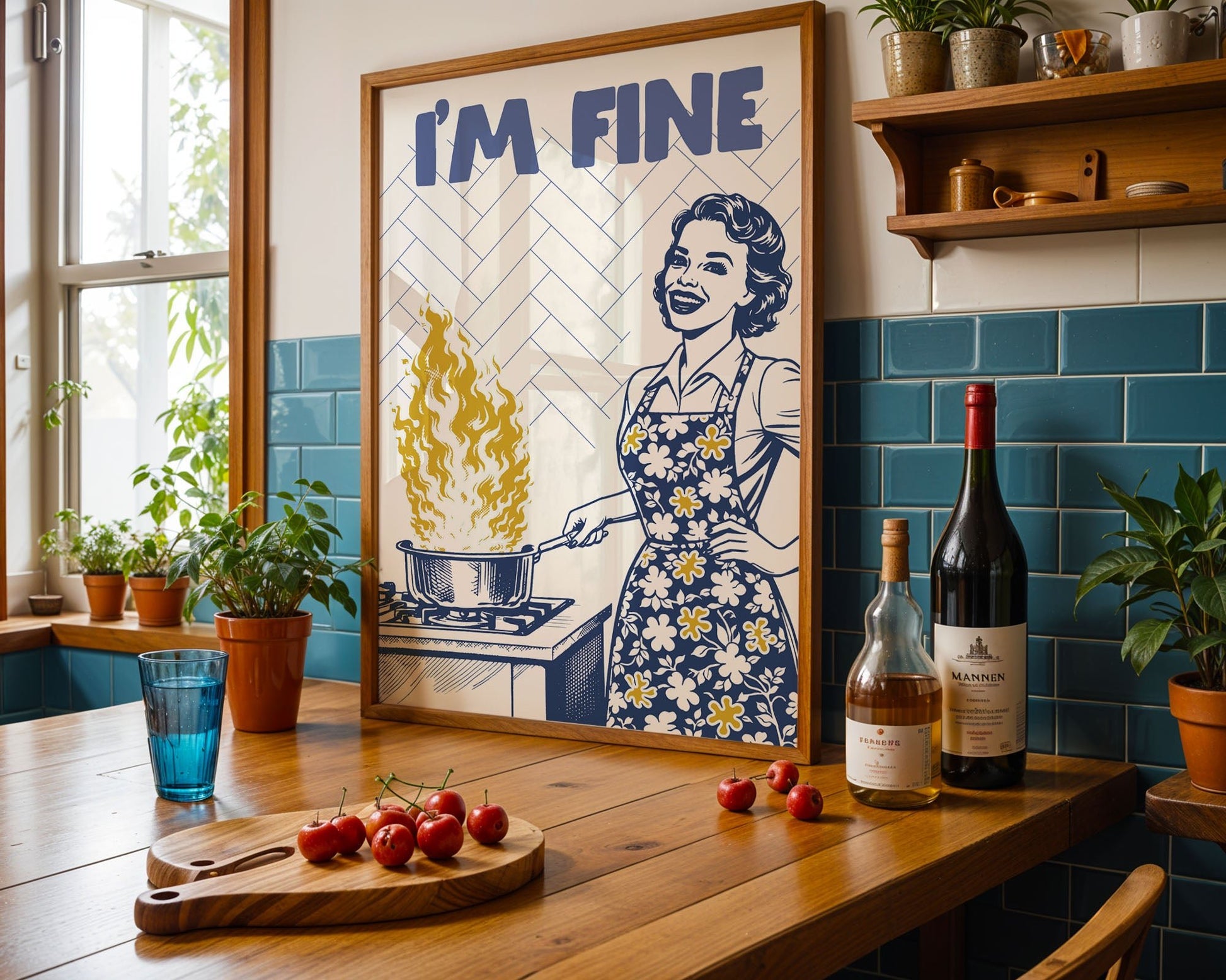 I'm Fine Poster – Funny Retro Kitchen Wall Art Print (Digital & Printed Options) - Evergreen Posters