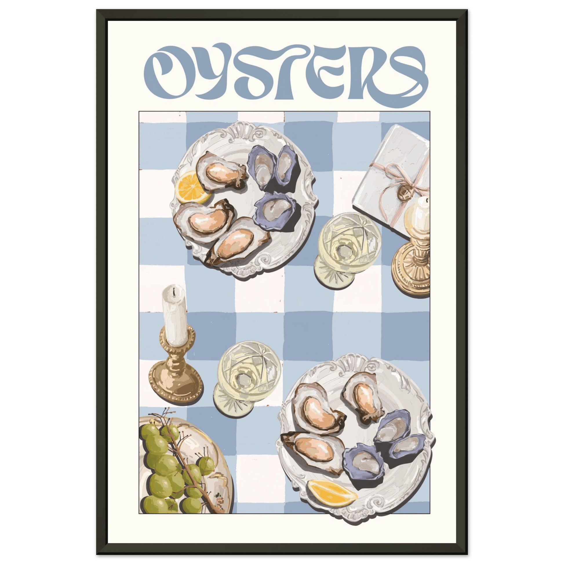 Oysters Poster – Playful Seafood Kitchen Wall Art Print (Digital & Printed Options) - Evergreen Posters