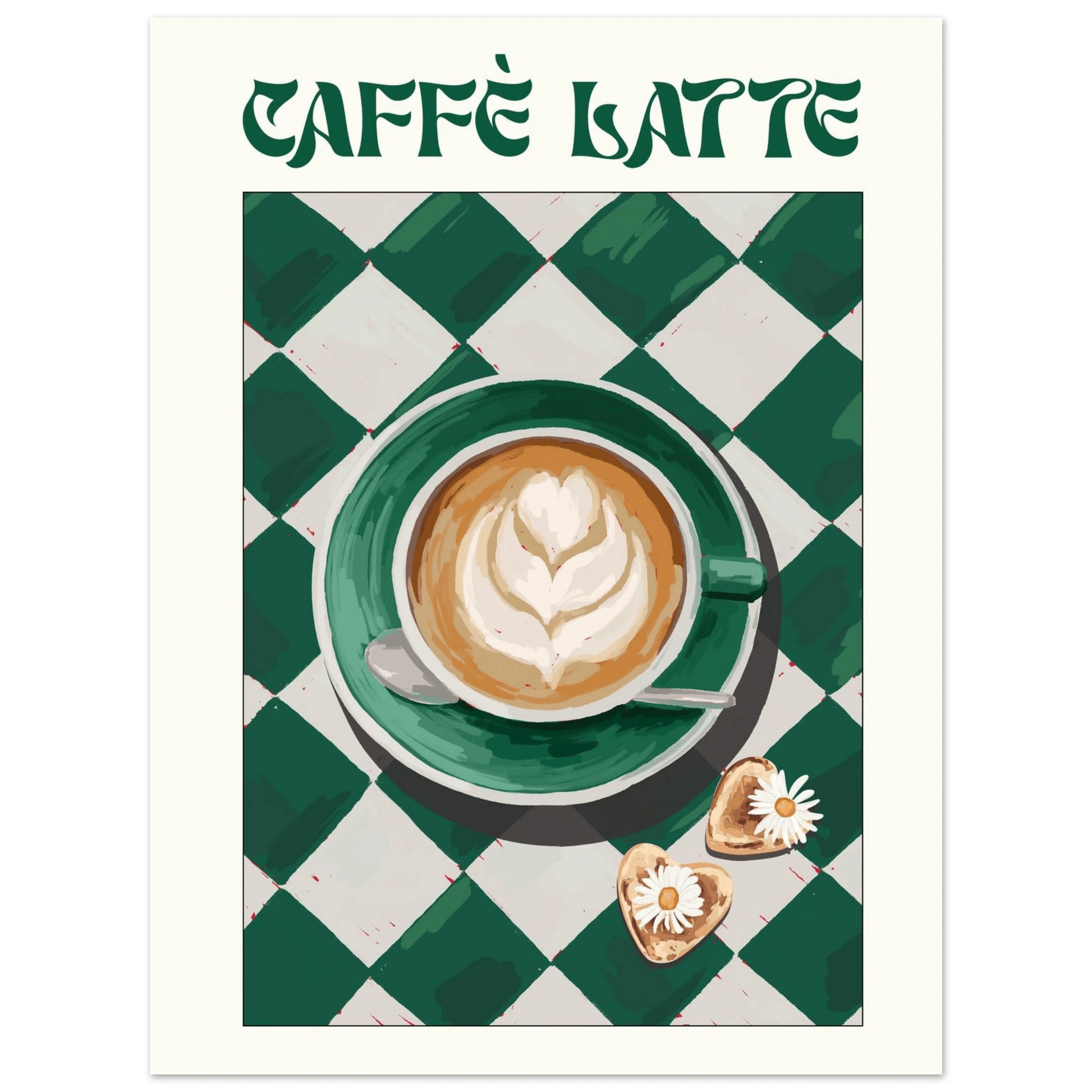 Caffè Latte Poster – Playful Coffee Kitchen Wall Art Print (Digital & Printed Options) - Evergreen Posters