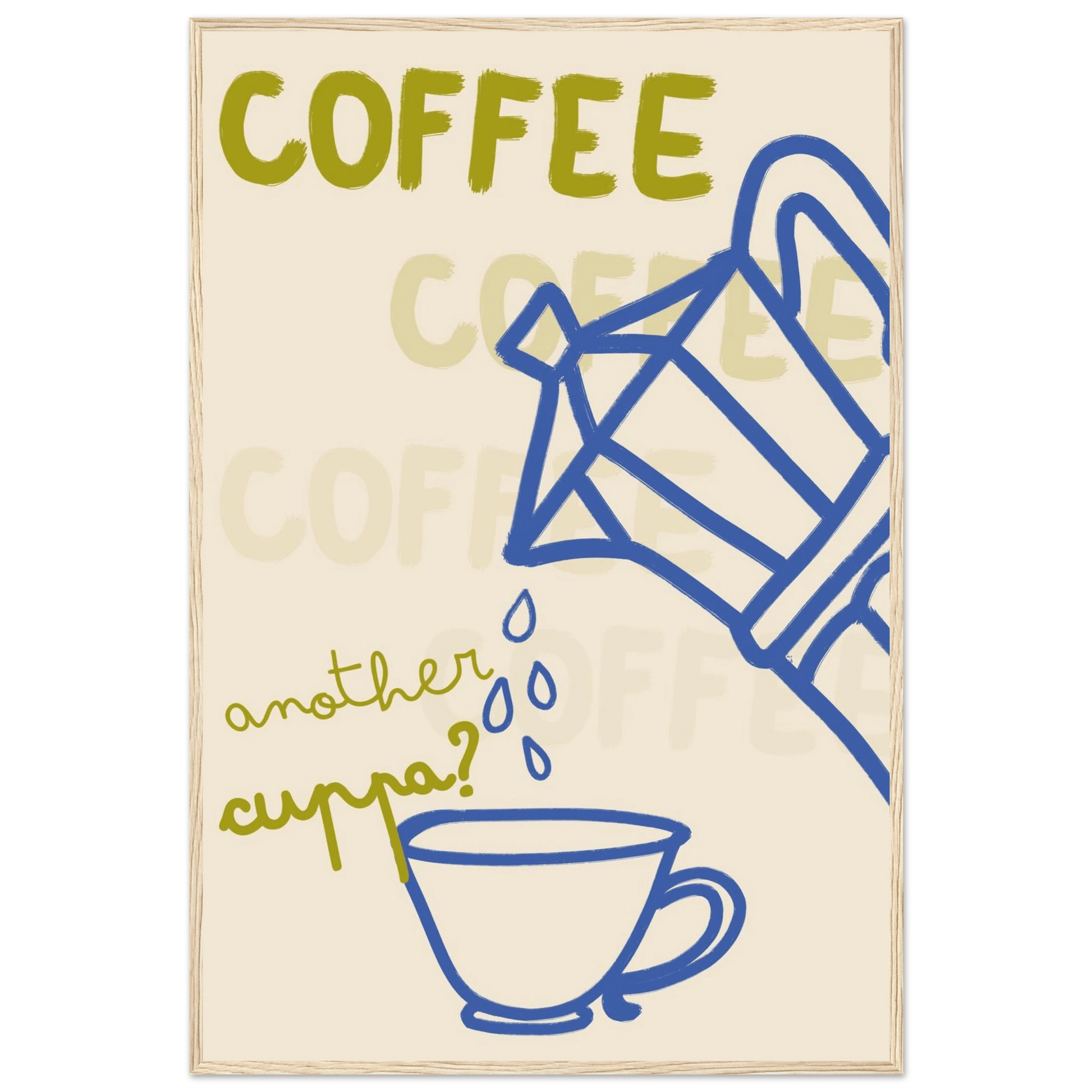 Coffee Print | Another Cuppa Moka Pot Wall Art | Kitchen Coffee Poster - Evergreen Posters
