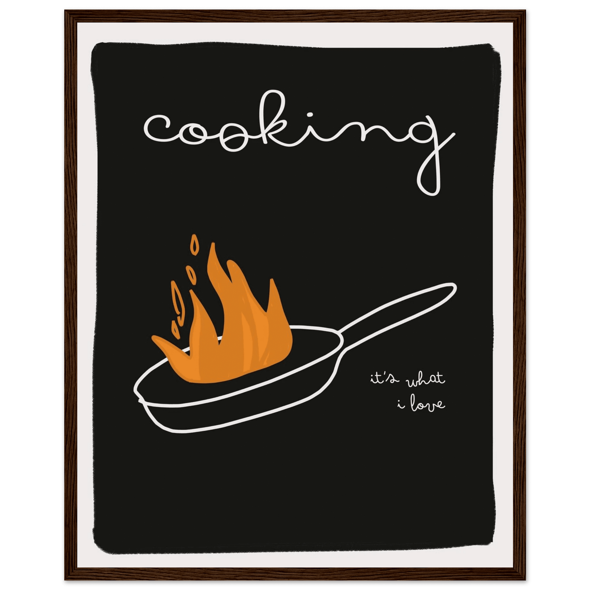 Cooking It's What I Love | Dark Kitchen Quote Wall Art Print - Evergreen Posters