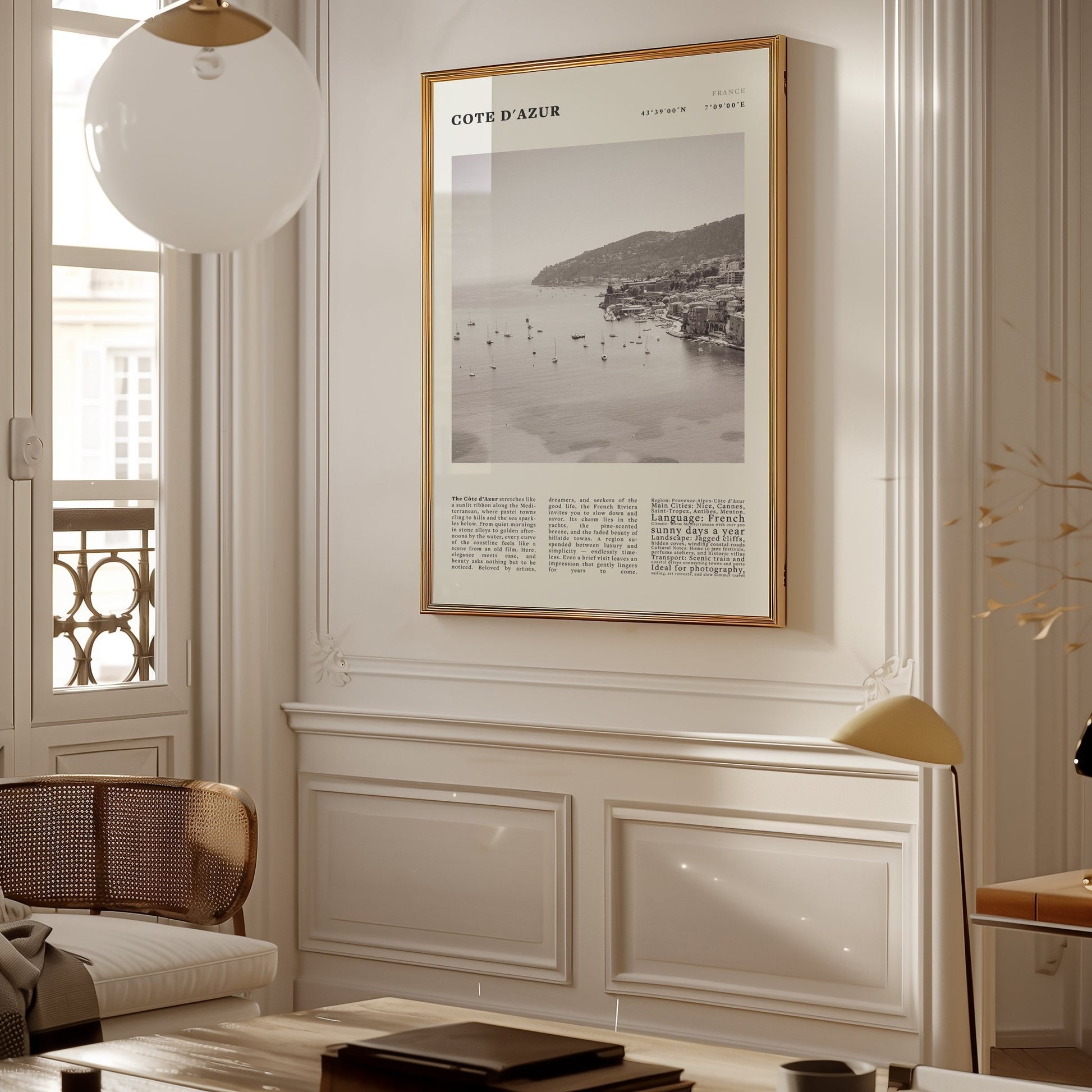 Côte d'Azur Poster Black and White – Vintage French Riviera Coast Print (Digital & Printed Options) - Evergreen Posters