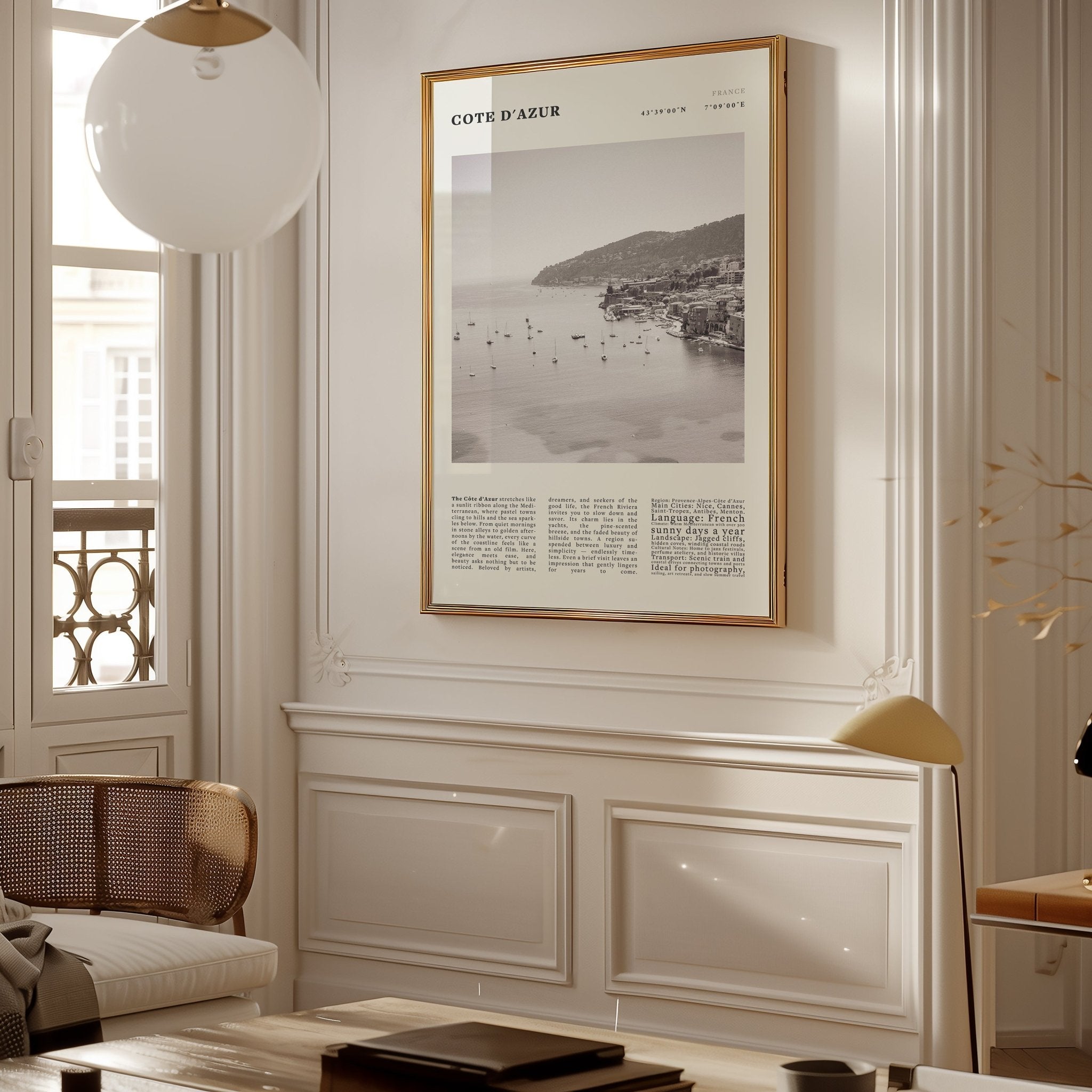 Côte d'Azur Poster Black and White – Vintage French Riviera Coast Print (Digital & Printed Options) - Evergreen Posters