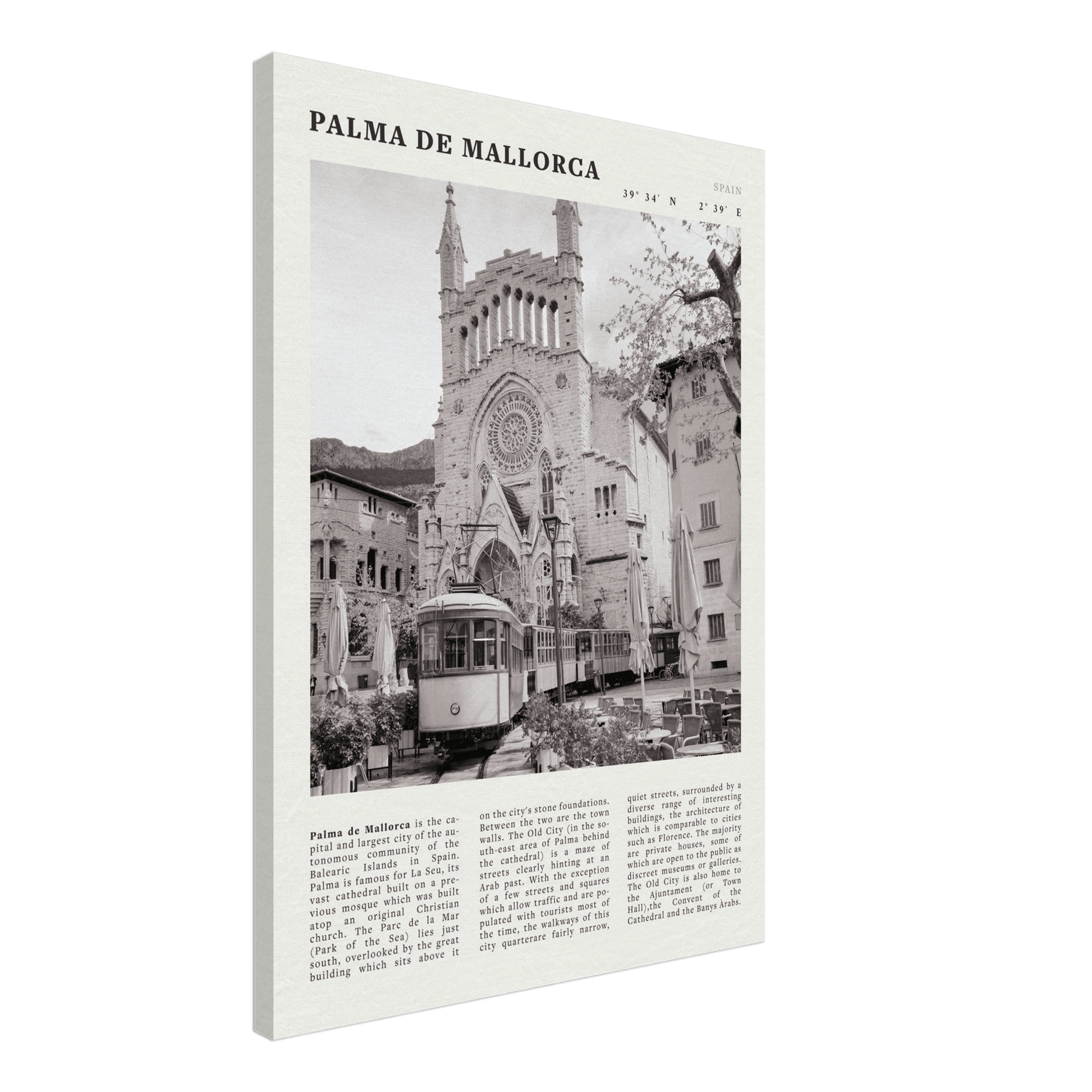Palma de Mallorca Poster | Black & White Spain Wall Art | Travel Print | Mediterranean Decor - Evergreen Posters