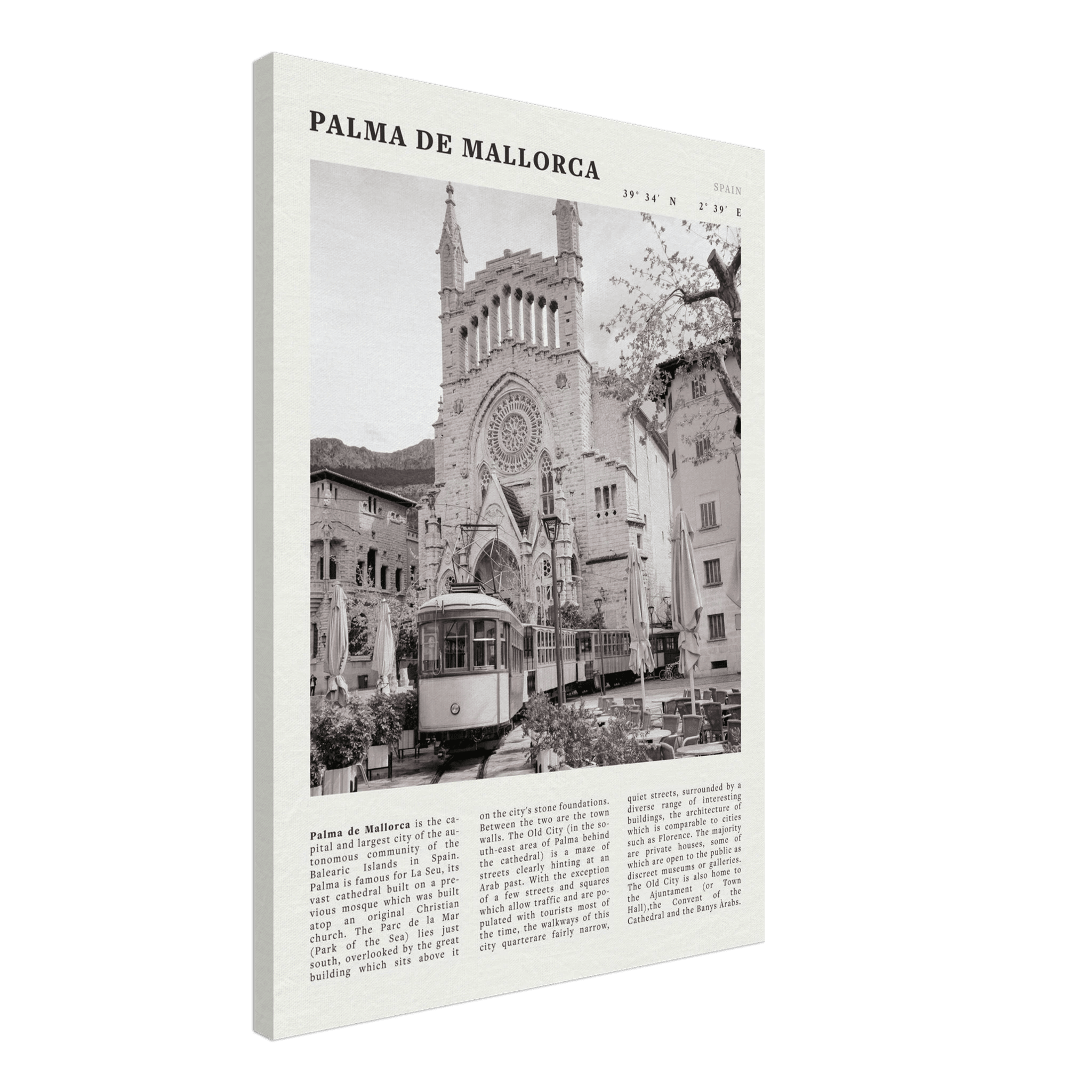 Palma de Mallorca Poster | Black & White Spain Wall Art | Travel Print | Mediterranean Decor - Evergreen Posters