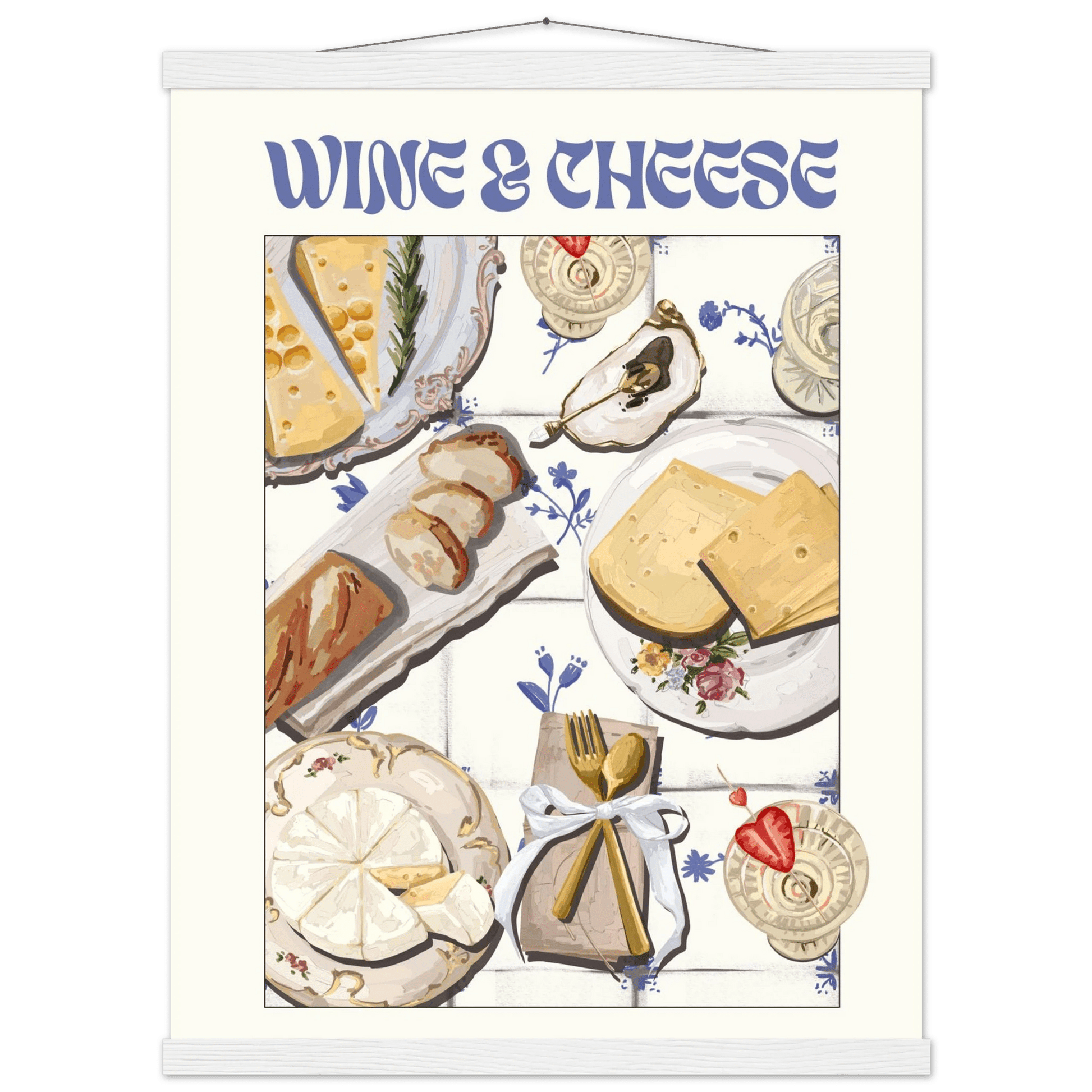 Wine & Cheese Poster – Elegant Kitchen & Dining Wall Art Print (Digital & Printed Options) - Evergreen Posters
