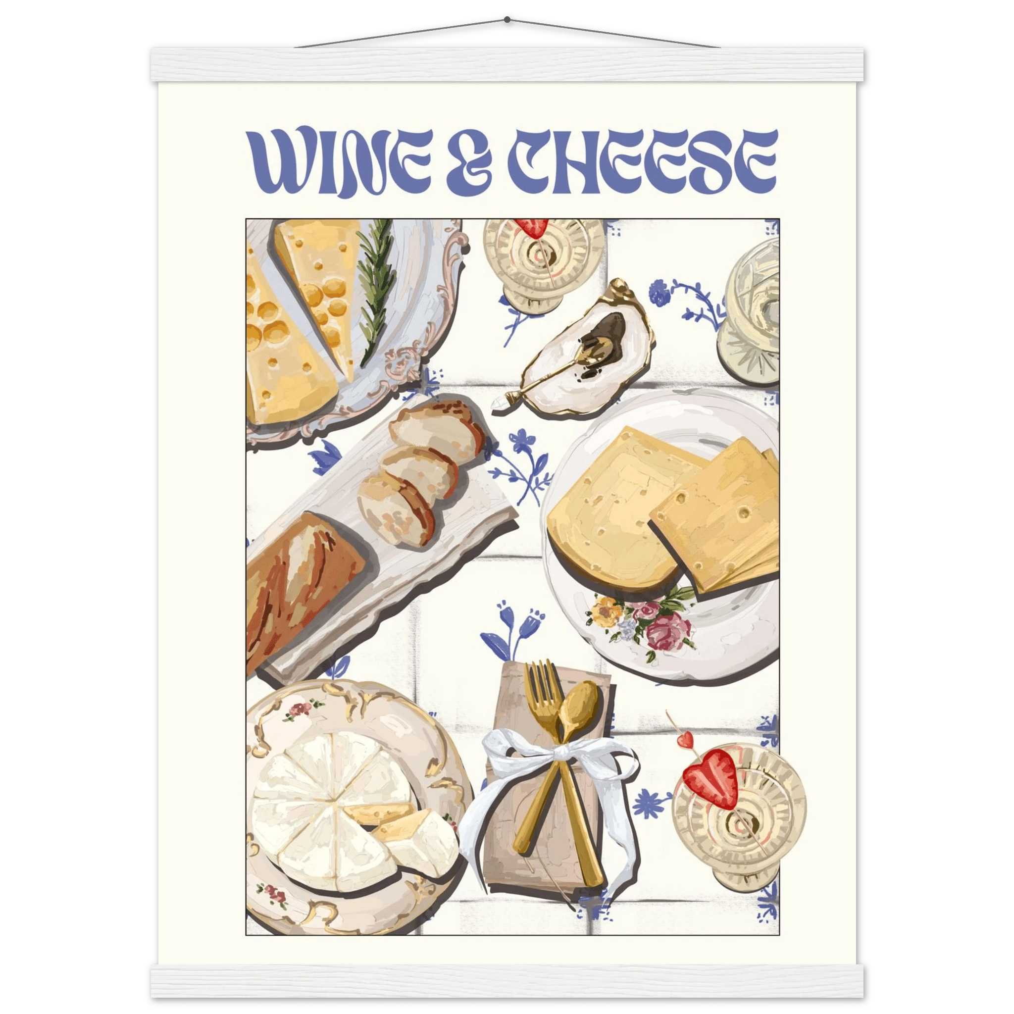 Wine & Cheese Poster – Elegant Kitchen & Dining Wall Art Print (Digital & Printed Options) - Evergreen Posters
