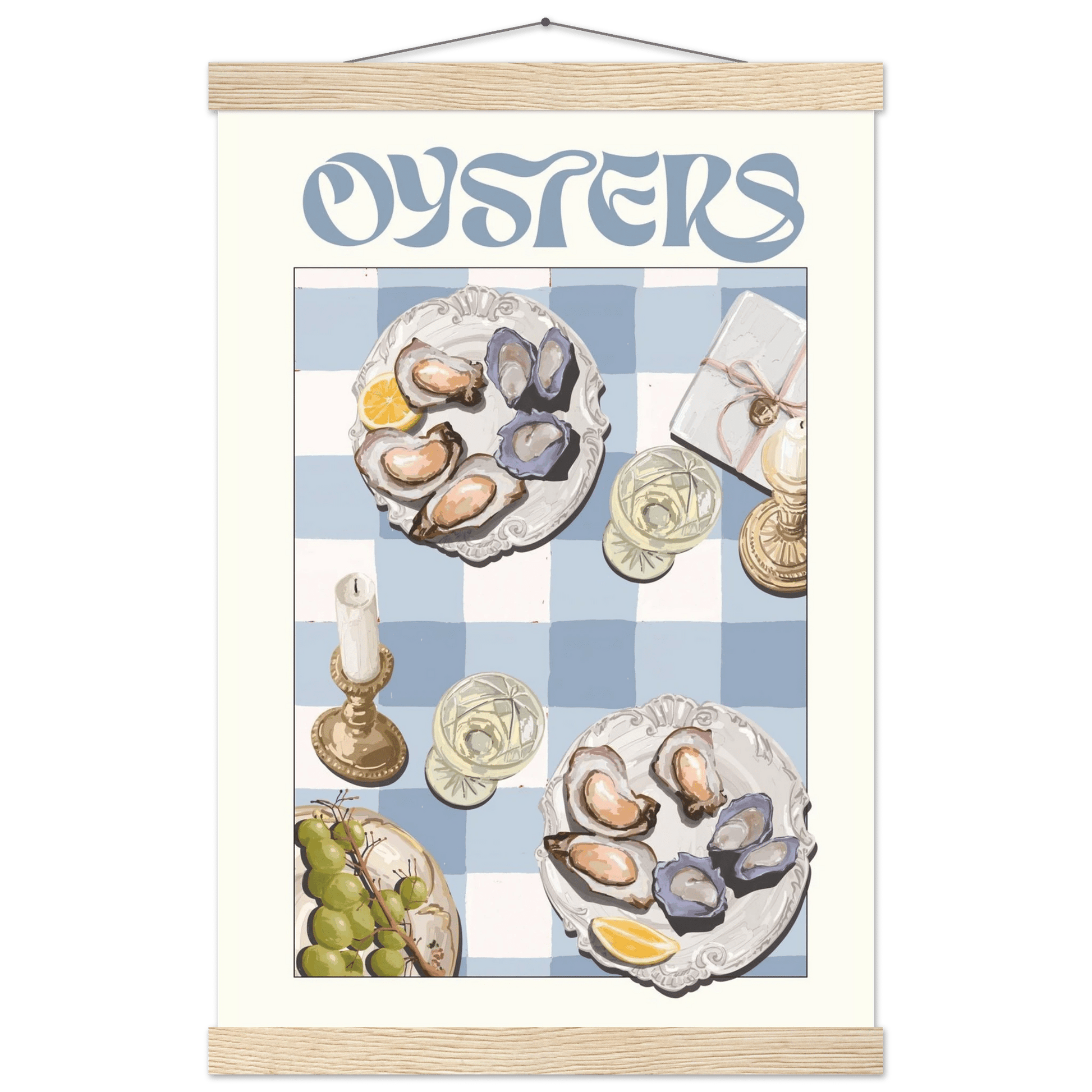 Oysters Poster – Playful Seafood Kitchen Wall Art Print (Digital & Printed Options) - Evergreen Posters