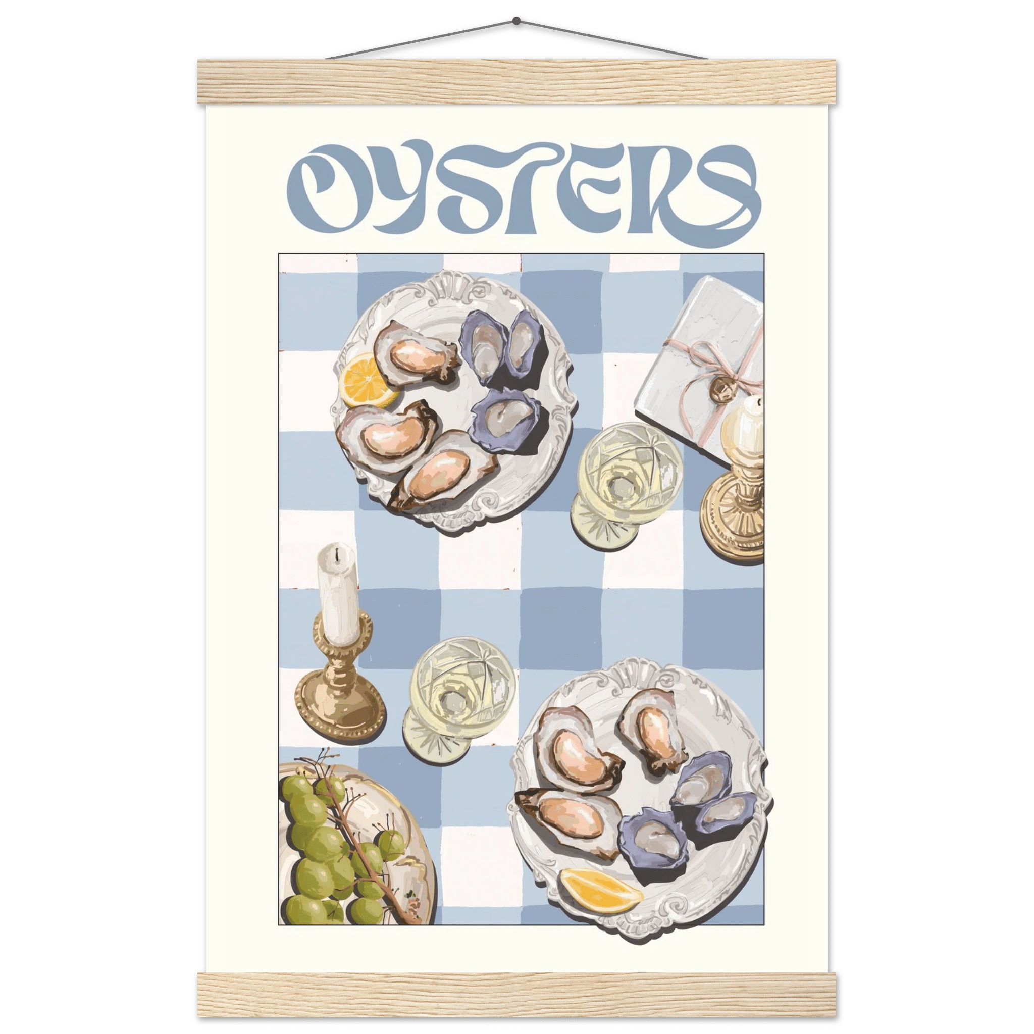 Oysters Poster – Playful Seafood Kitchen Wall Art Print (Digital & Printed Options) - Evergreen Posters