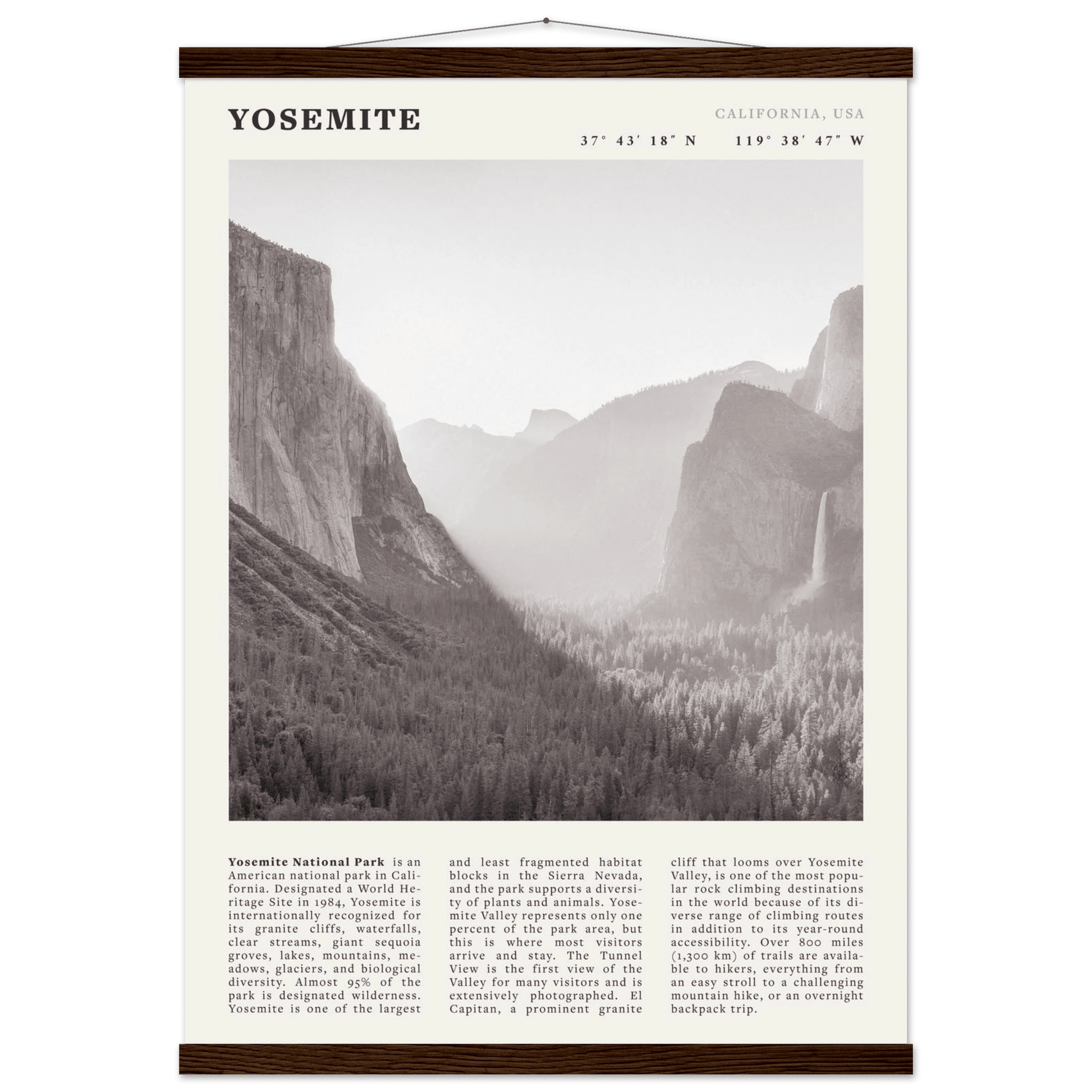 Yosemite Poster | Black & White National Park Wall Art | California Nature Print - Evergreen Posters