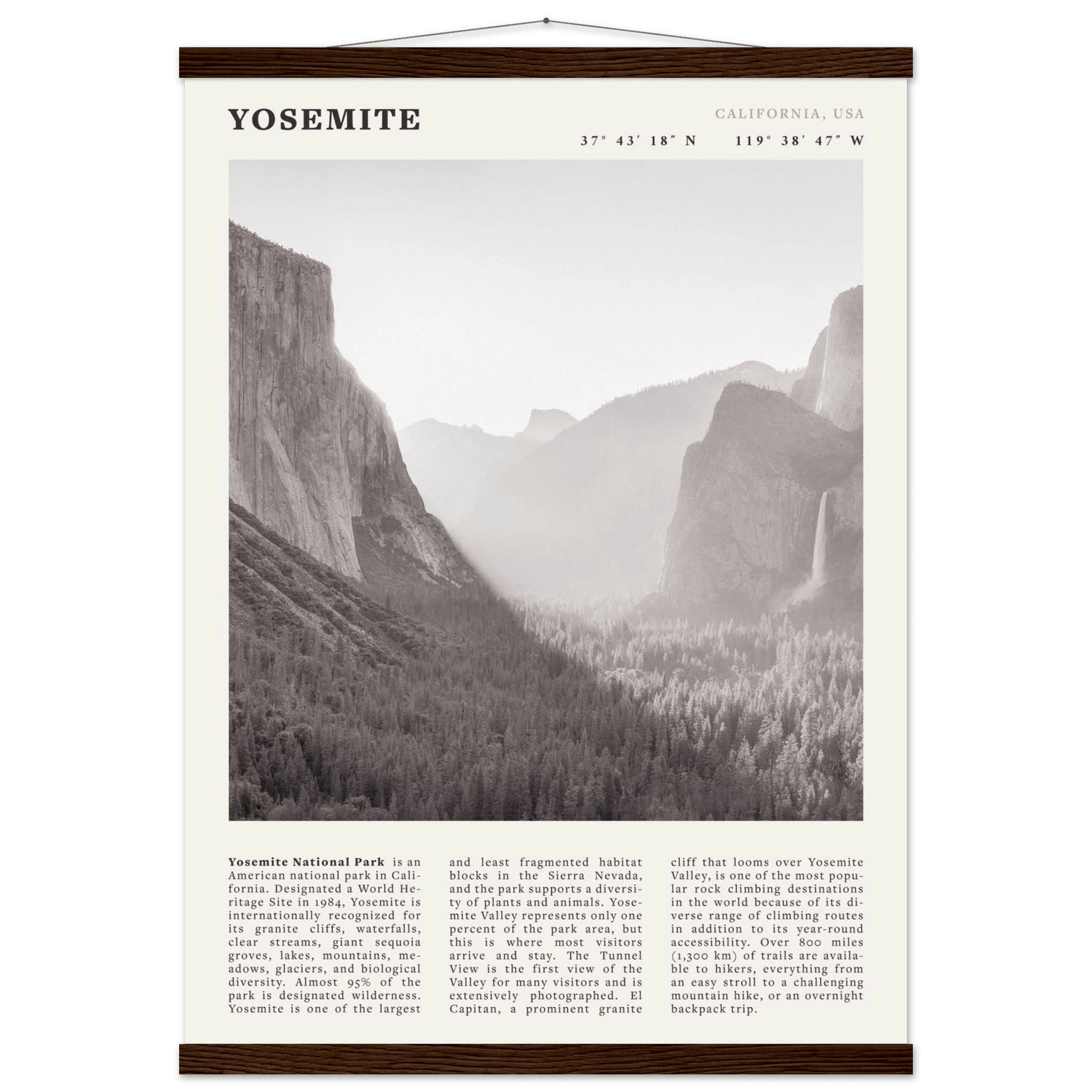 Yosemite Poster | Black & White National Park Wall Art | California Nature Print - Evergreen Posters