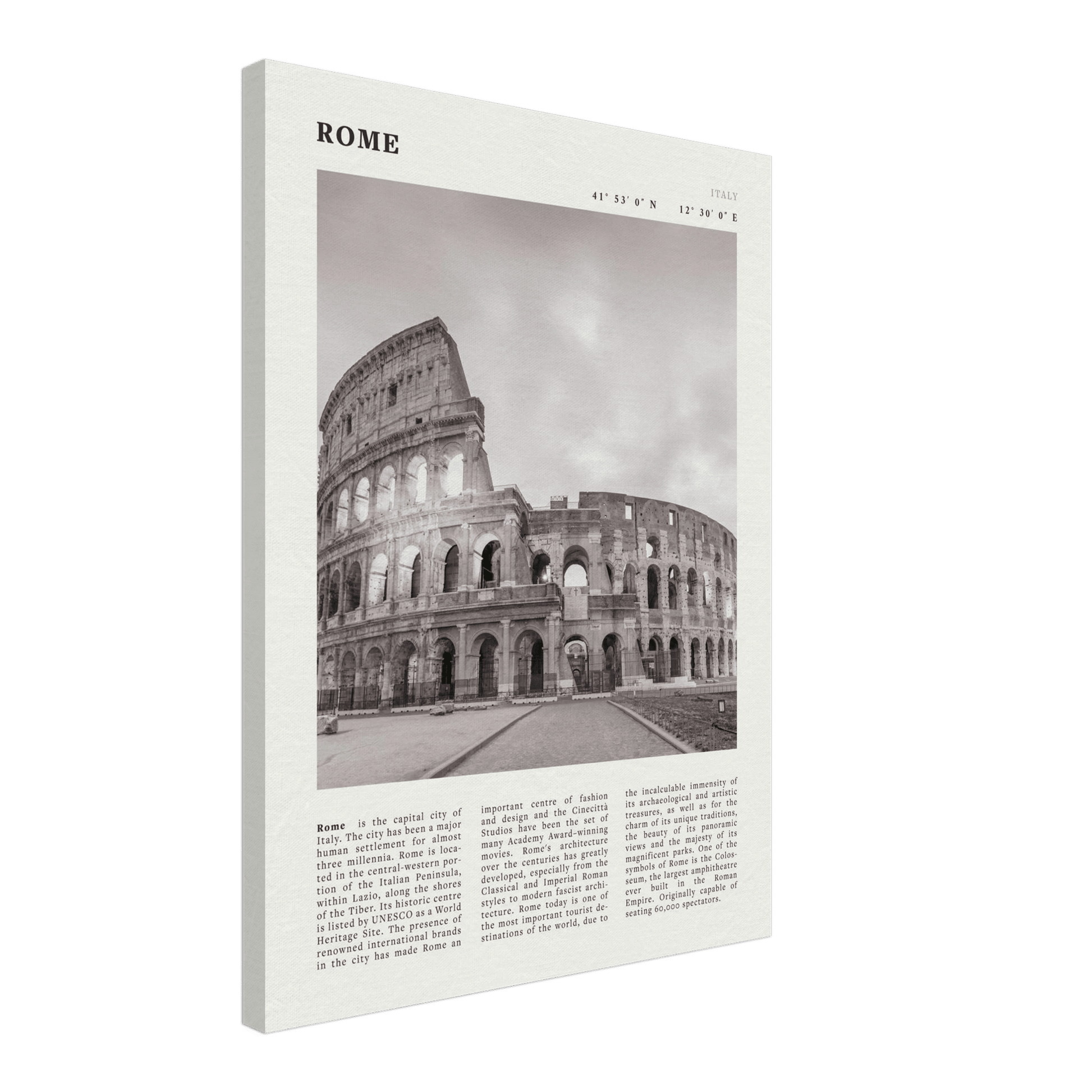 Rome Poster | Black & White Colosseum Wall Art | Italy Travel Print | Roman Decor - Evergreen Posters