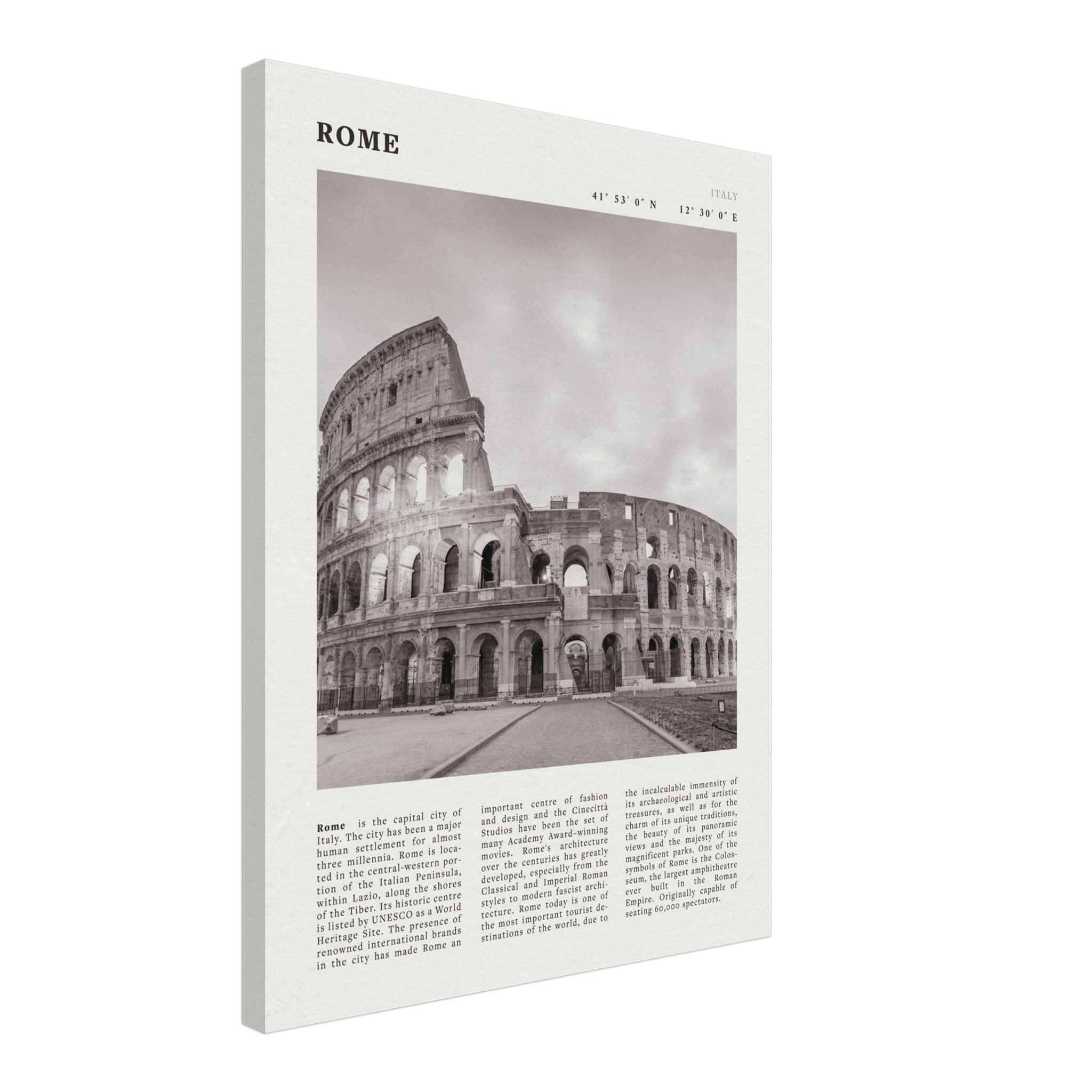 Rome Poster | Black & White Colosseum Wall Art | Italy Travel Print | Roman Decor - Evergreen Posters