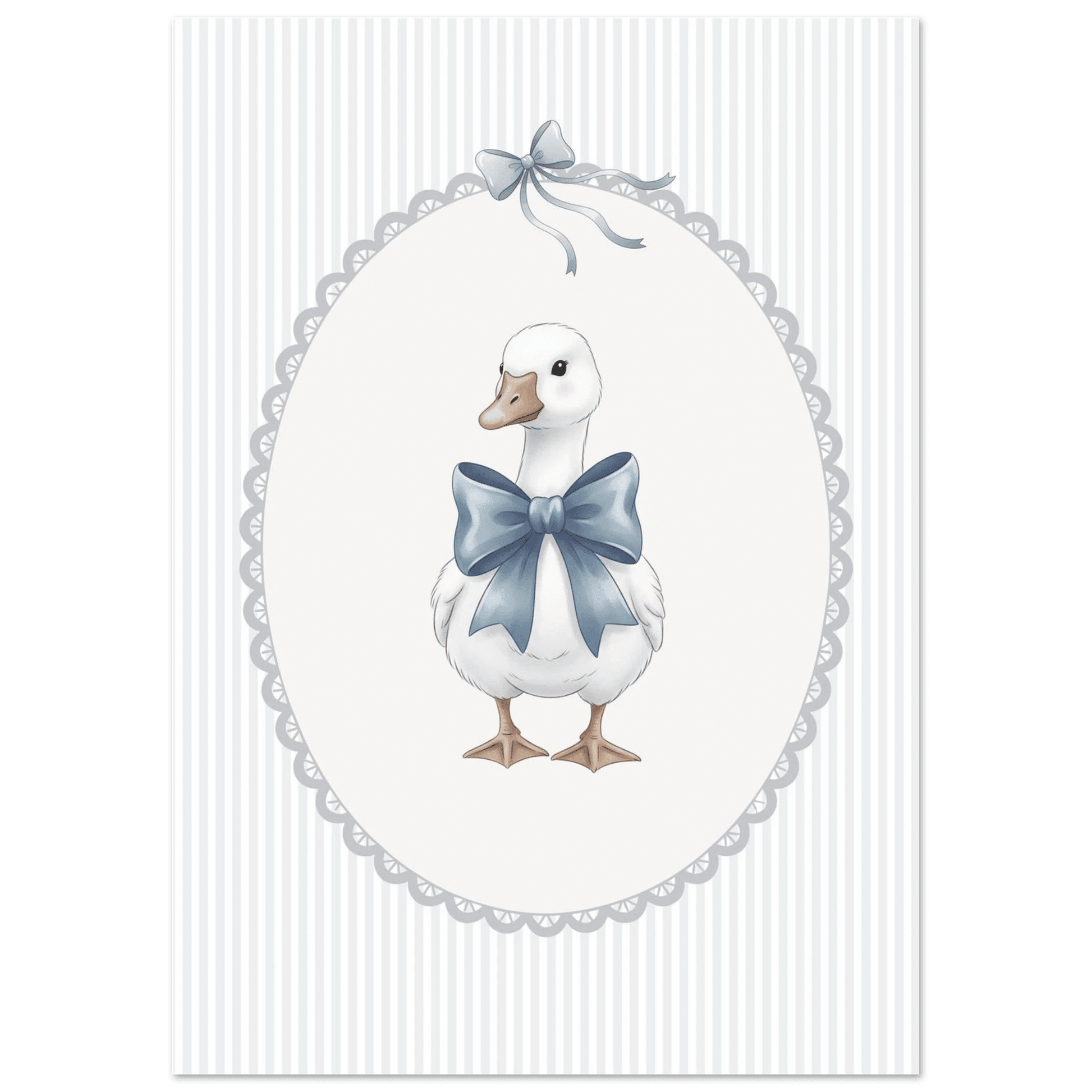Blue Bow Duck Nursery Poster – Sweet Baby Room Wall Art Print - Evergreen Posters