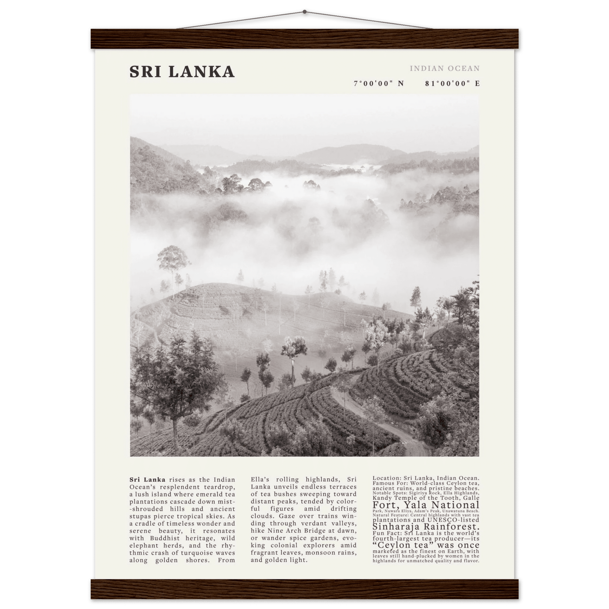 Sri Lanka Poster Black and White – Vintage Ceylon Tea Plantation Print (Digital & Printed Options) - Evergreen Posters