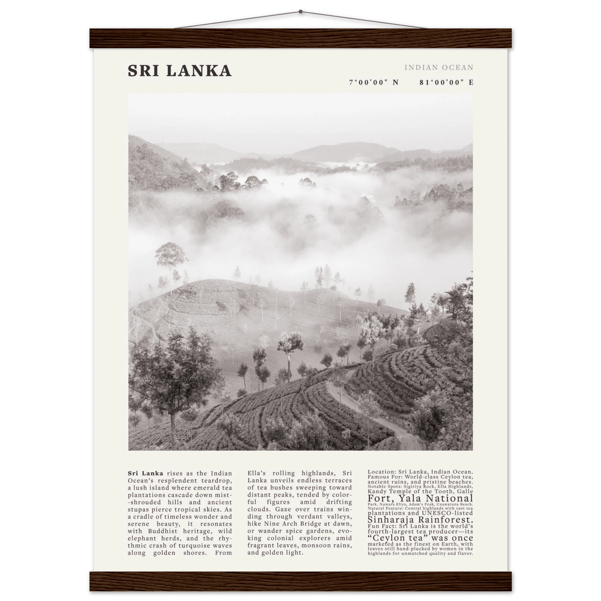 Sri Lanka Poster Black and White – Vintage Ceylon Tea Plantation Print (Digital & Printed Options) - Evergreen Posters