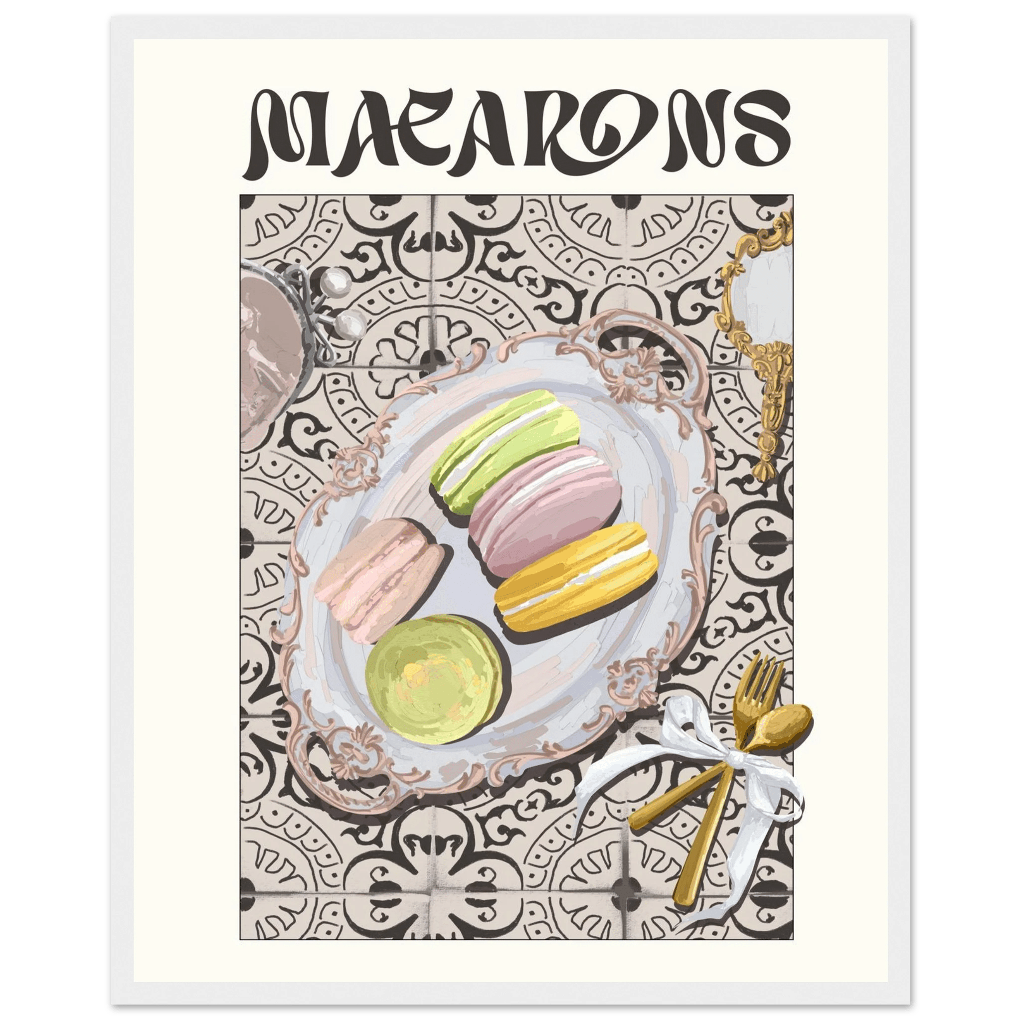 Macarons Poster – Playful French Patisserie Kitchen Wall Art Print (Digital & Printed Options) - Evergreen Posters