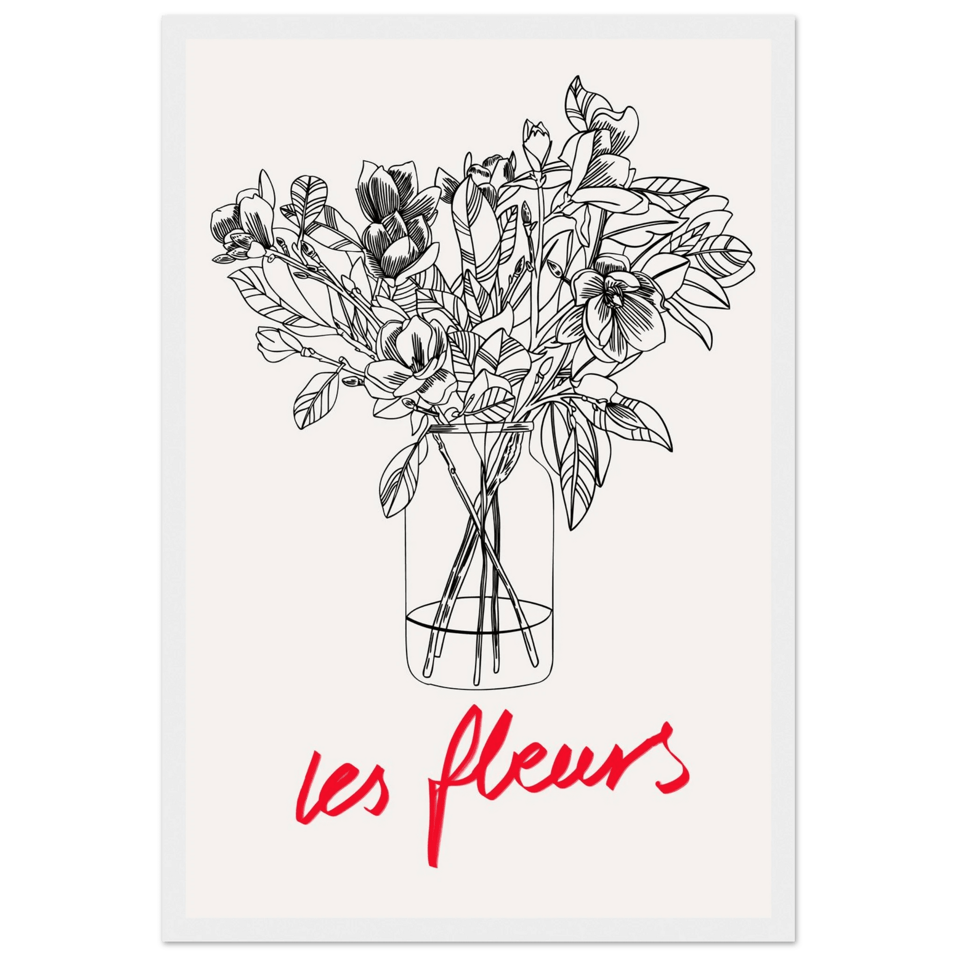 Les Fleurs Botanical Poster | French Flower Line Art Print | Minimalist Floral Wall Decor - Evergreen Posters