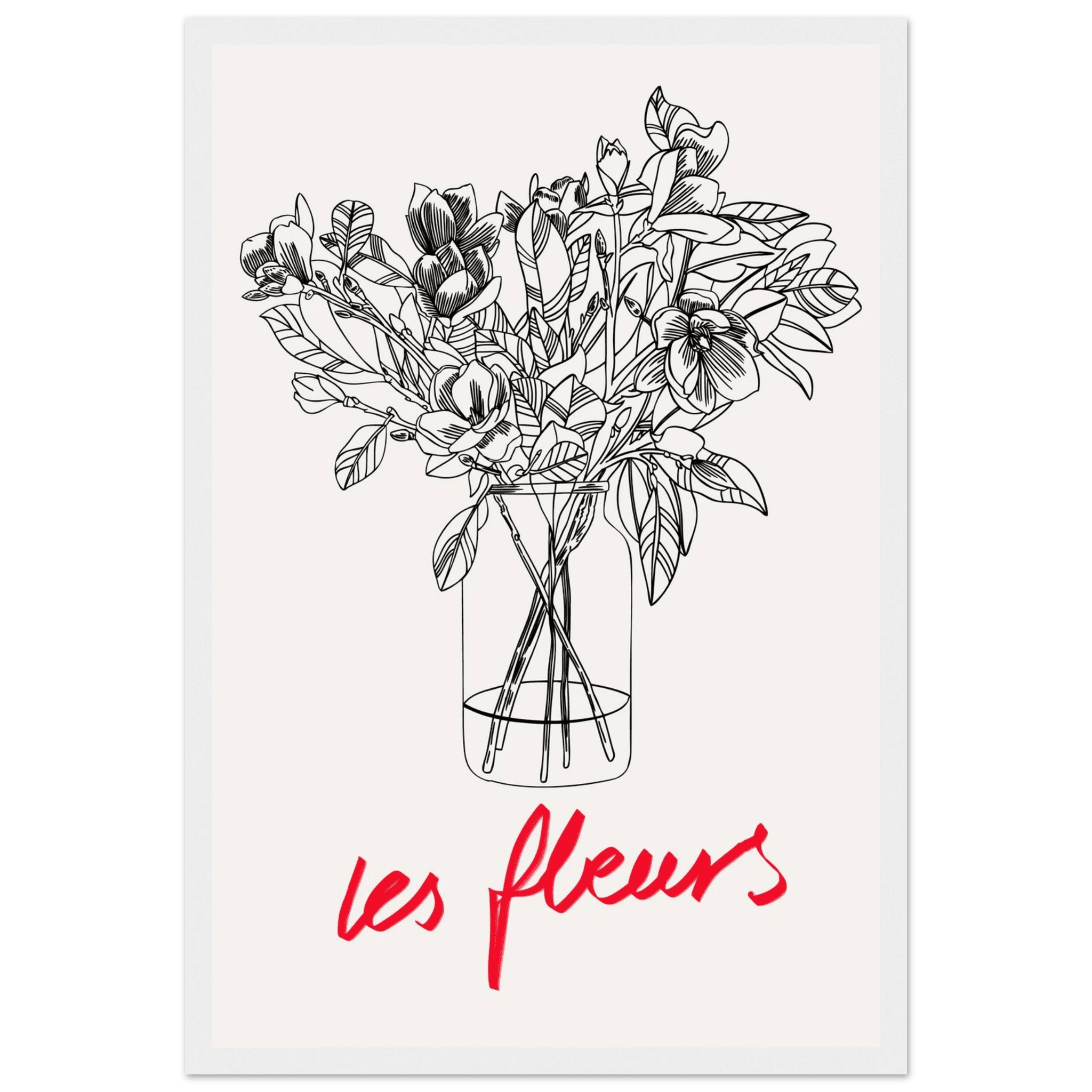 Les Fleurs Botanical Poster | French Flower Line Art Print | Minimalist Floral Wall Decor - Evergreen Posters