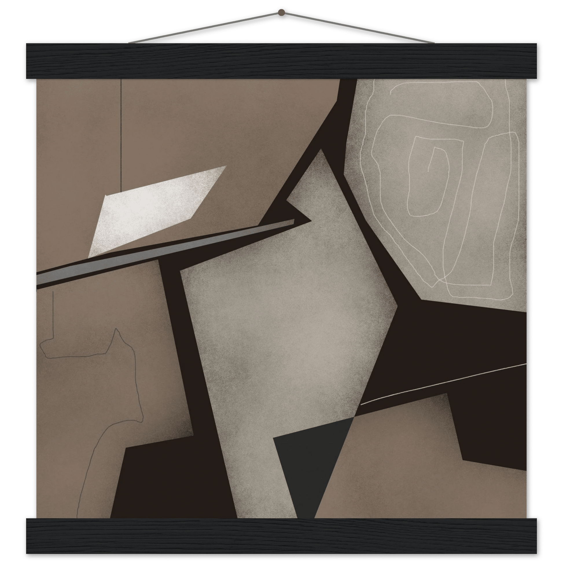 Taupe & Black Geometric Abstract Poster | Modern Square Wall Art | Neutral Decor Print - Evergreen Posters