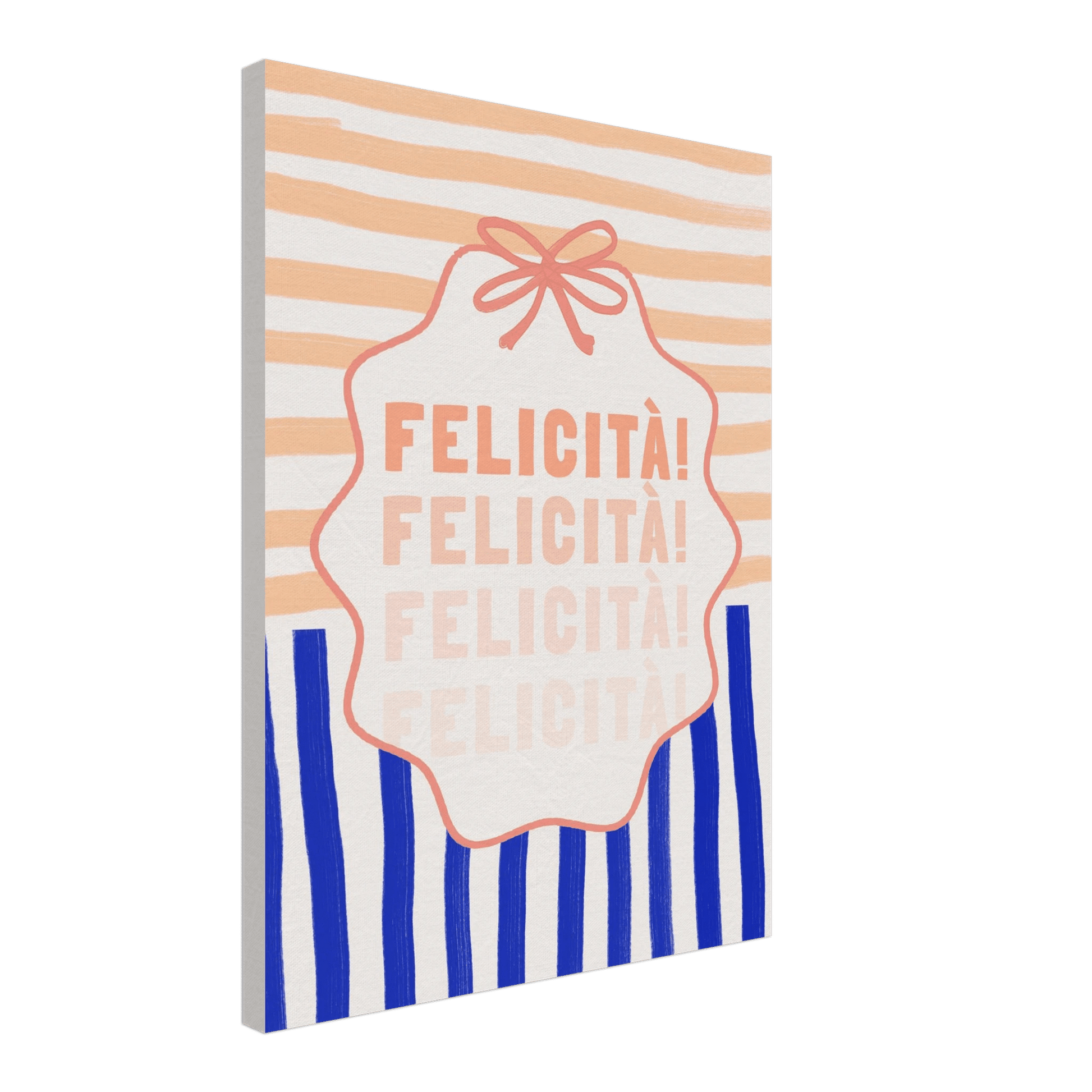 Felicità Italian Happiness Quote Print | Coquette Stripe Wall Art - Evergreen Posters