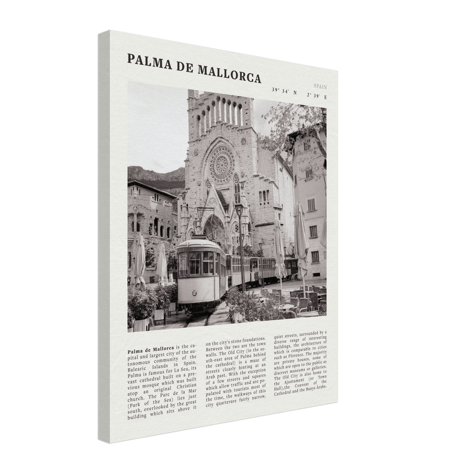 Palma de Mallorca Poster | Black & White Spain Wall Art | Travel Print | Mediterranean Decor - Evergreen Posters