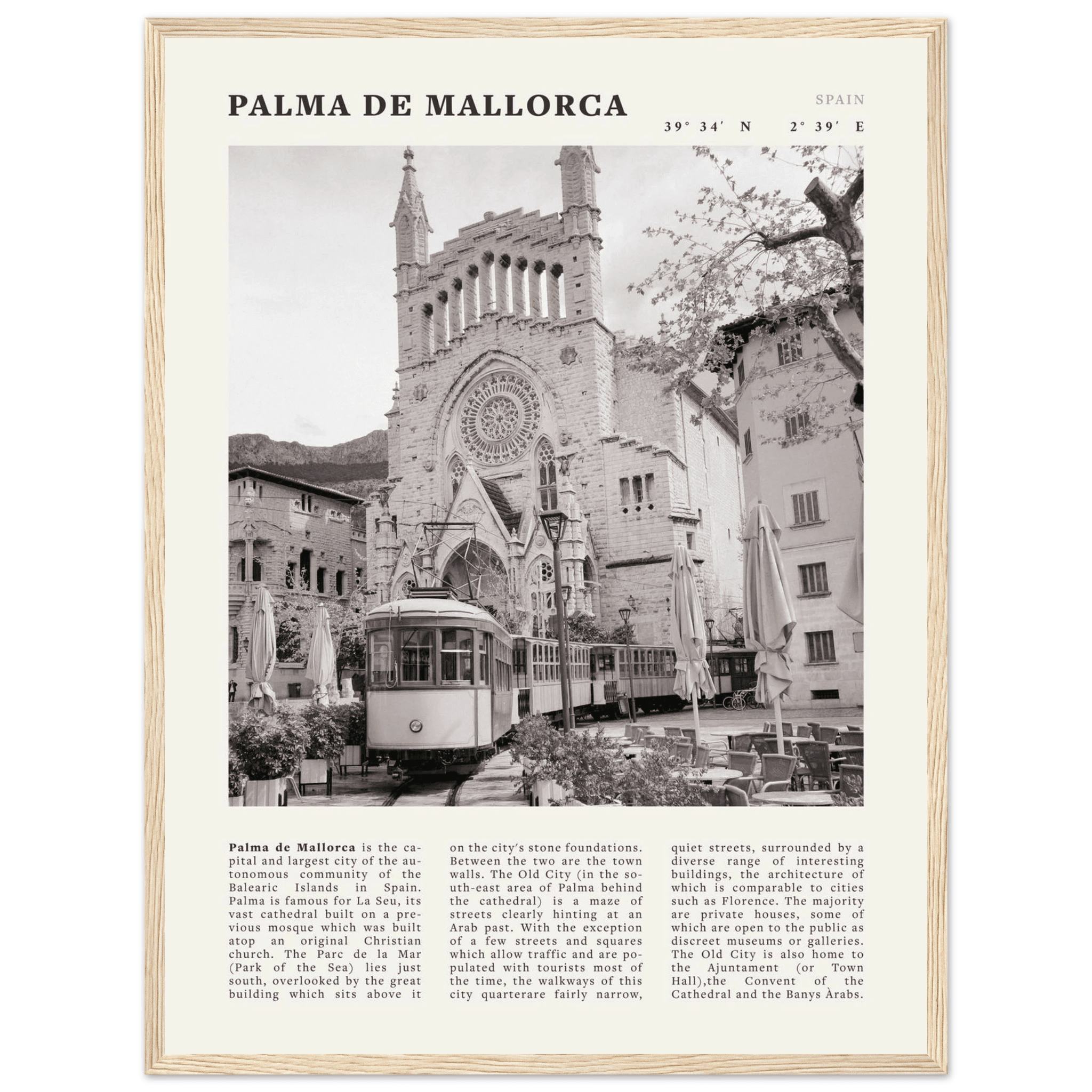 Palma de Mallorca Poster | Black & White Spain Wall Art | Travel Print | Mediterranean Decor - Evergreen Posters