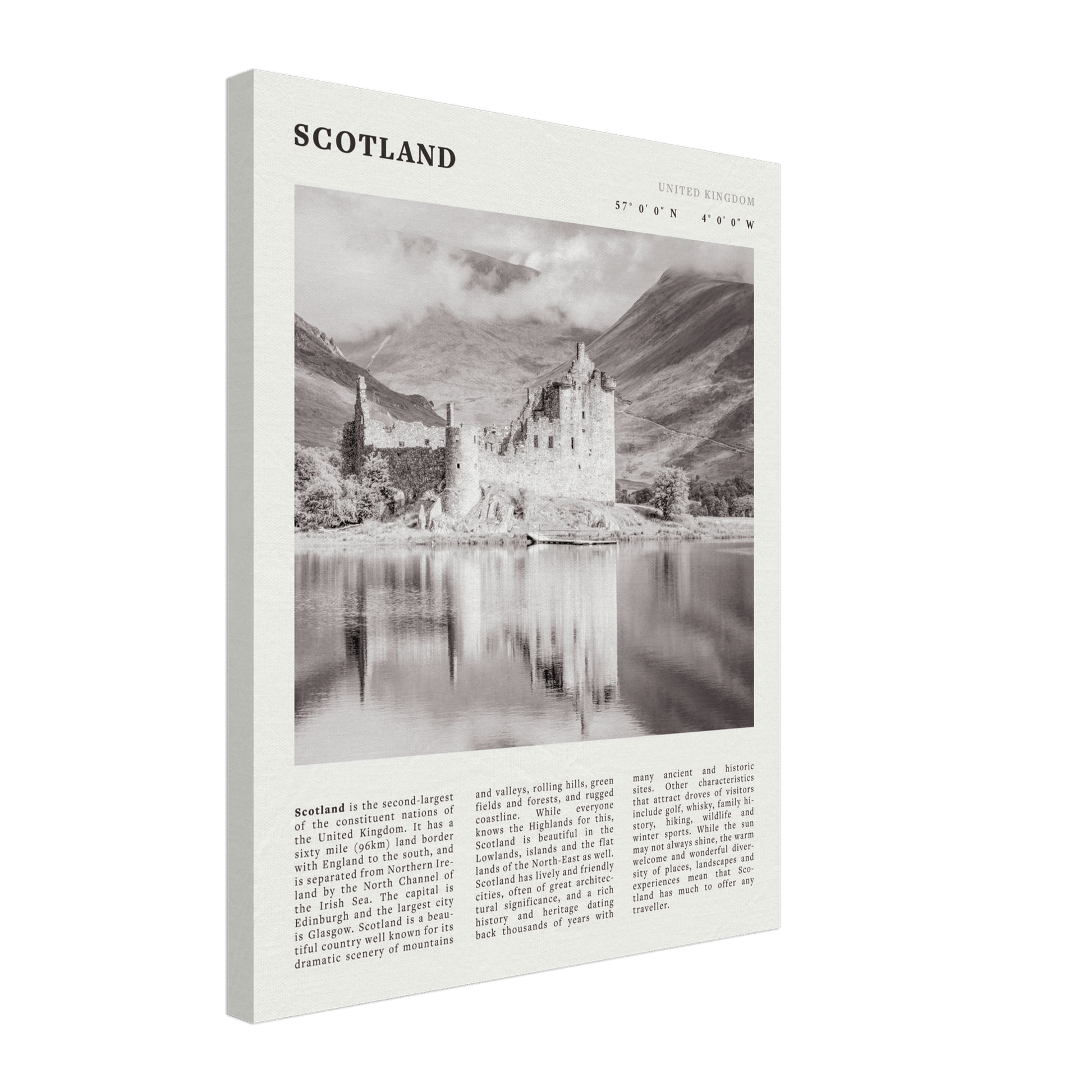 Scotland Poster | Black & White Highland Castle Wall Art | UK Travel Print Decor - Evergreen Posters