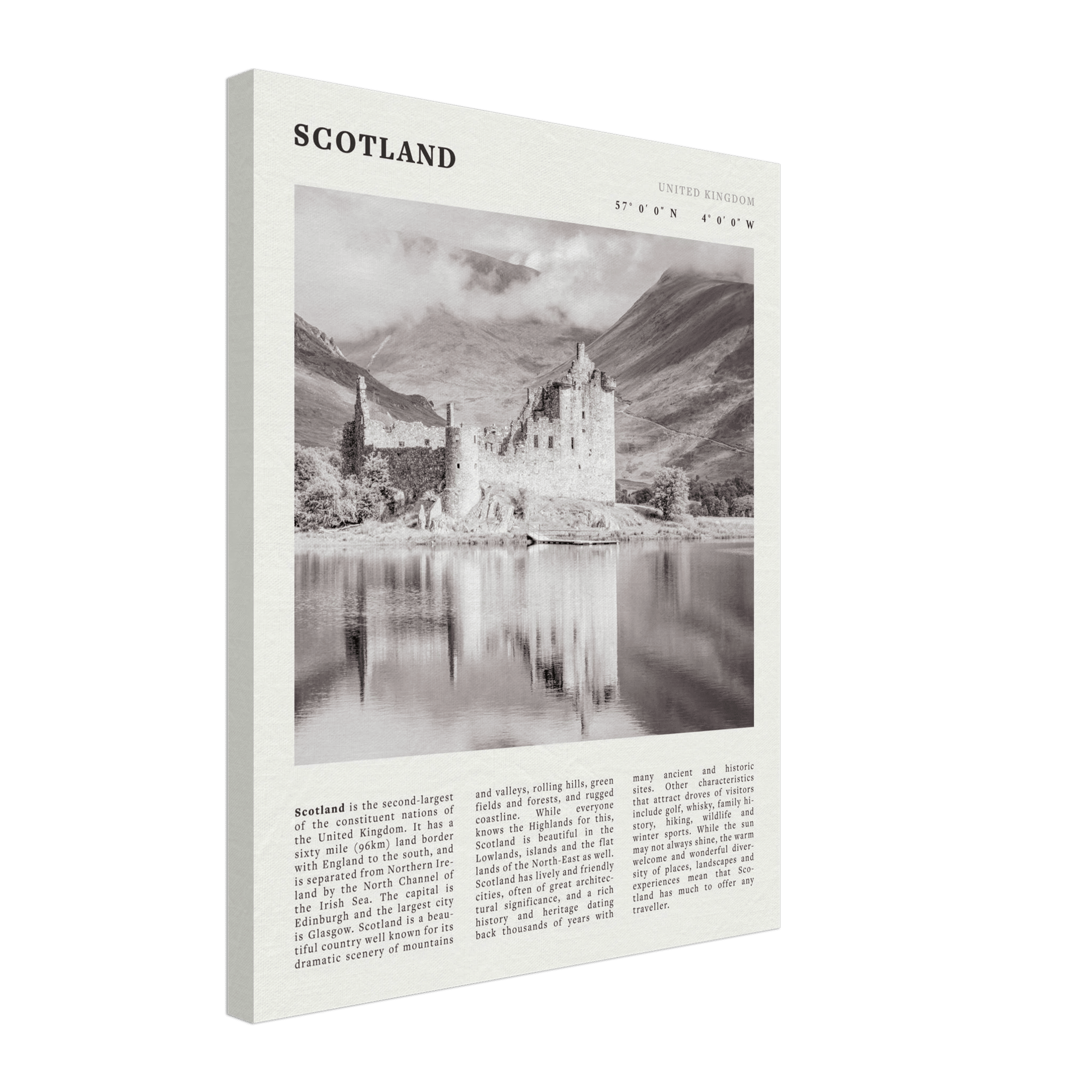 Scotland Poster | Black & White Highland Castle Wall Art | UK Travel Print Decor - Evergreen Posters