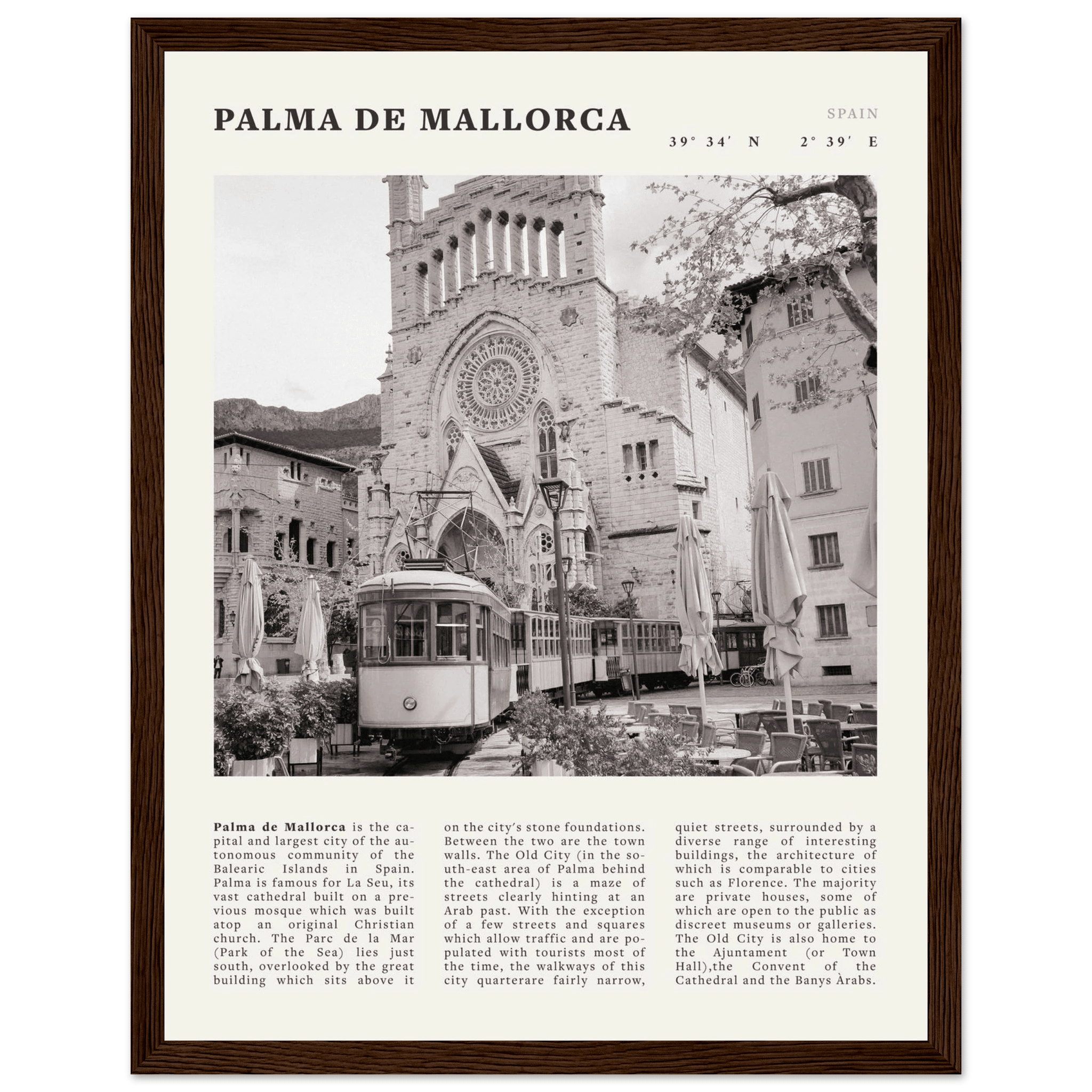 Palma de Mallorca Poster | Black & White Spain Wall Art | Travel Print | Mediterranean Decor - Evergreen Posters