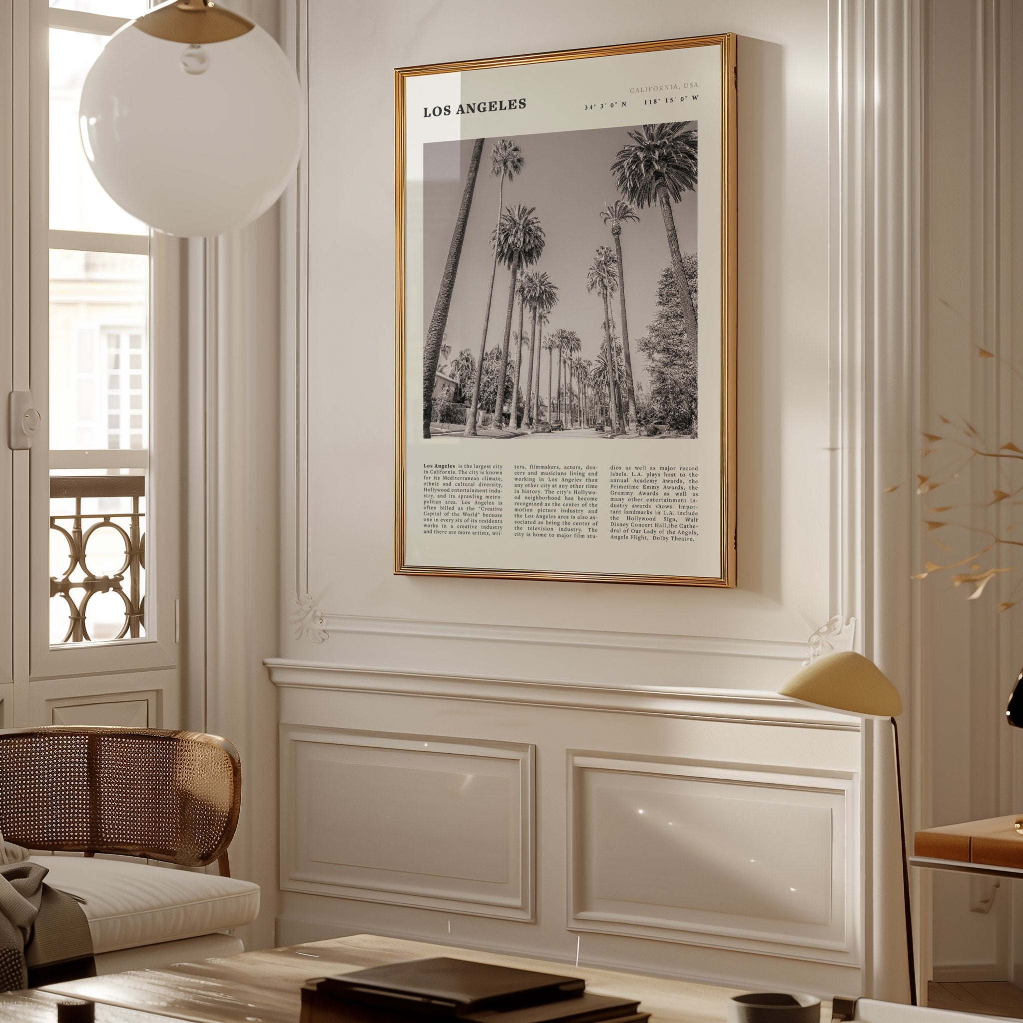 Los Angeles Poster | Black & White Palm Trees Wall Art | California Travel Print - Evergreen Posters