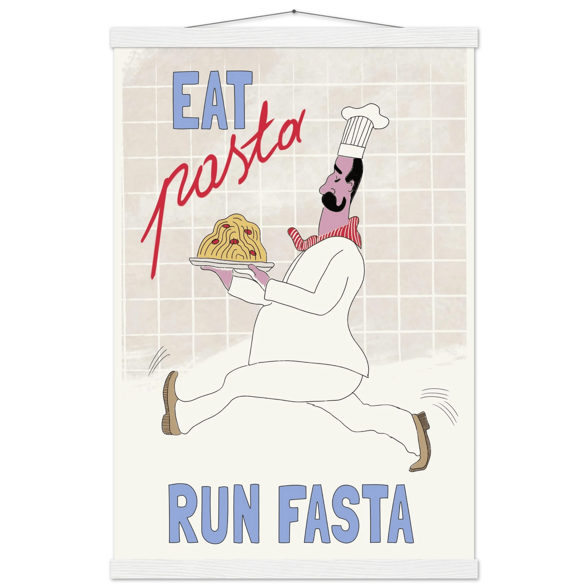 Eat Pasta Run Fasta Poster – Fun Kitchen Wall Art Print (Digital & Printed Options) - Evergreen Posters