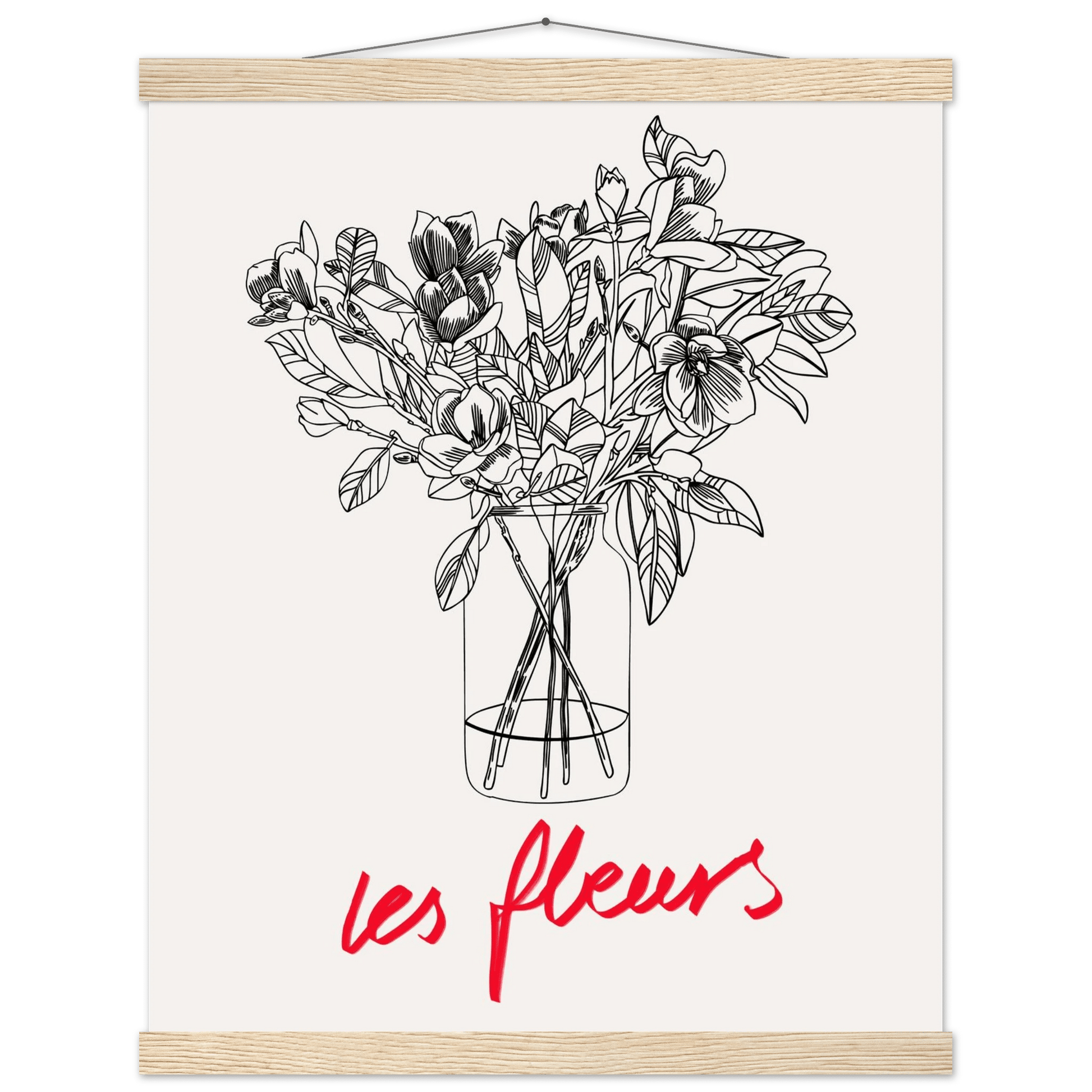 Les Fleurs Botanical Poster | French Flower Line Art Print | Minimalist Floral Wall Decor - Evergreen Posters